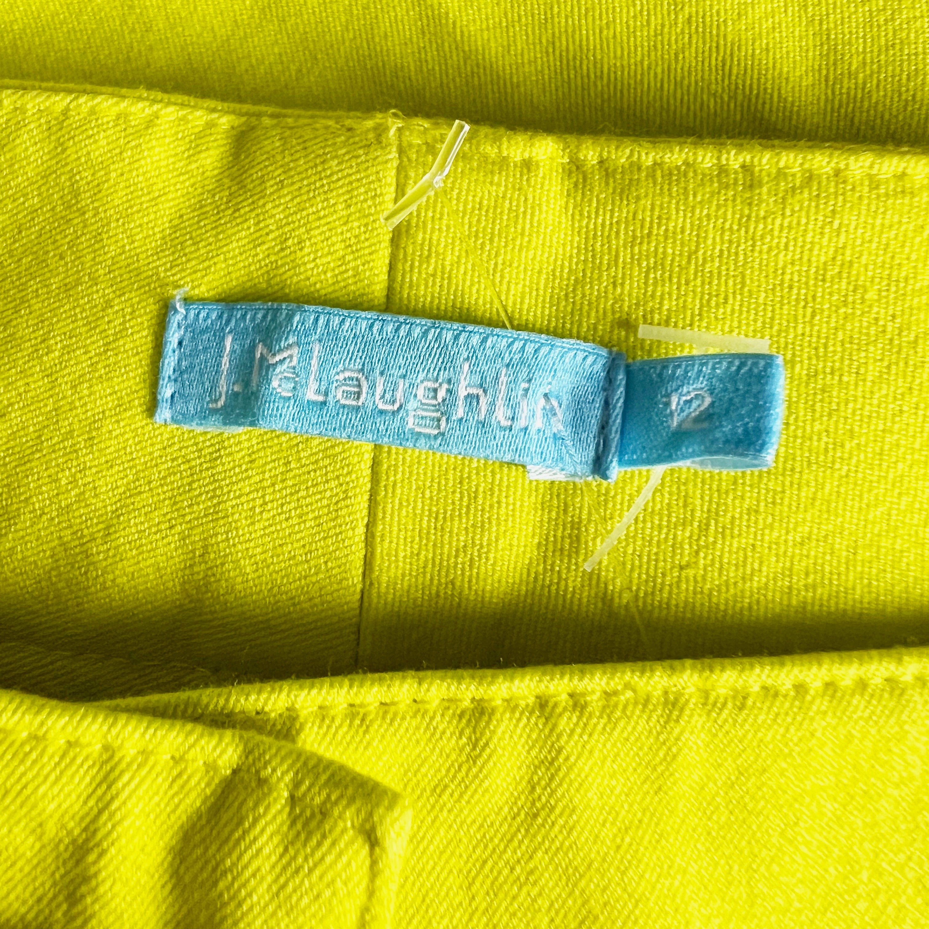 NEW J. McLaughlin Felicity Front Fly Zip Slim Skinny Cotton Stretch Yellow Jeans