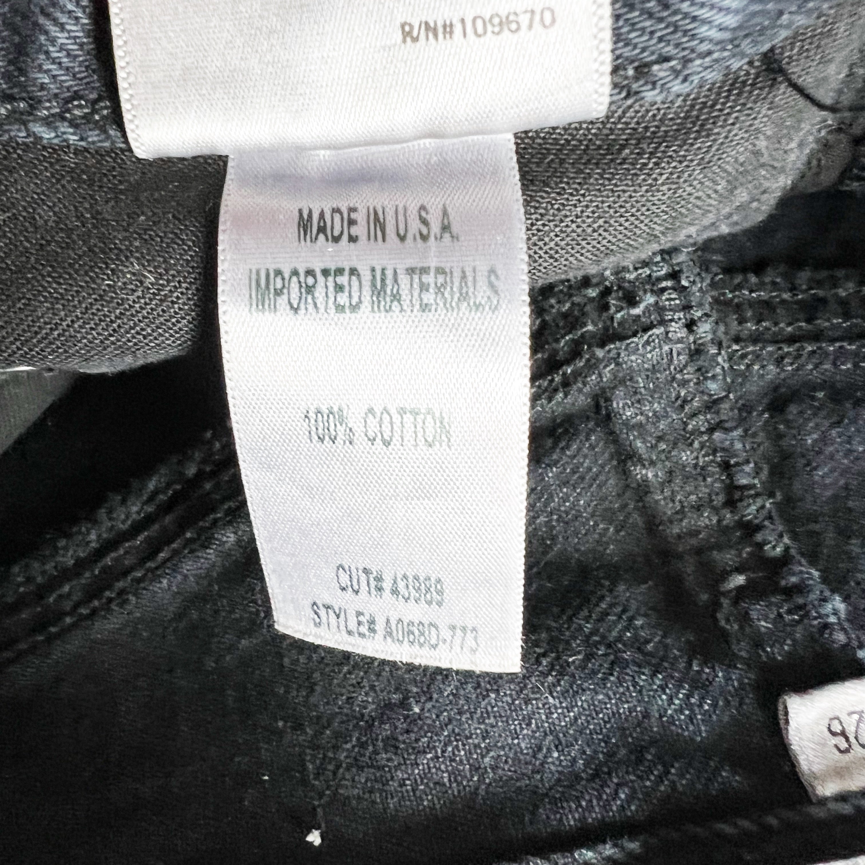 Agolde Denim Quinn Cotton Distressed Raw Edge Hem Black Rock Mini Skirt 26