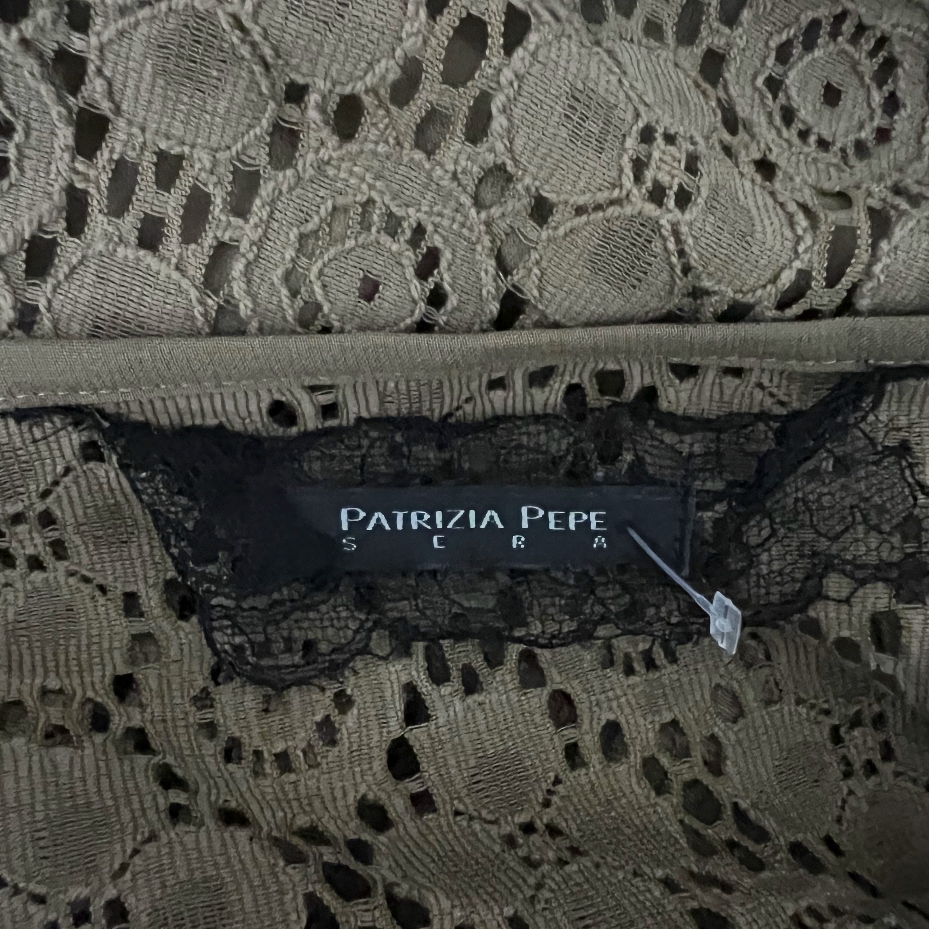 Patrizia Pepe Chiffon Floral Lace Crochet Sheer Panel Back Short Sleeve Dress