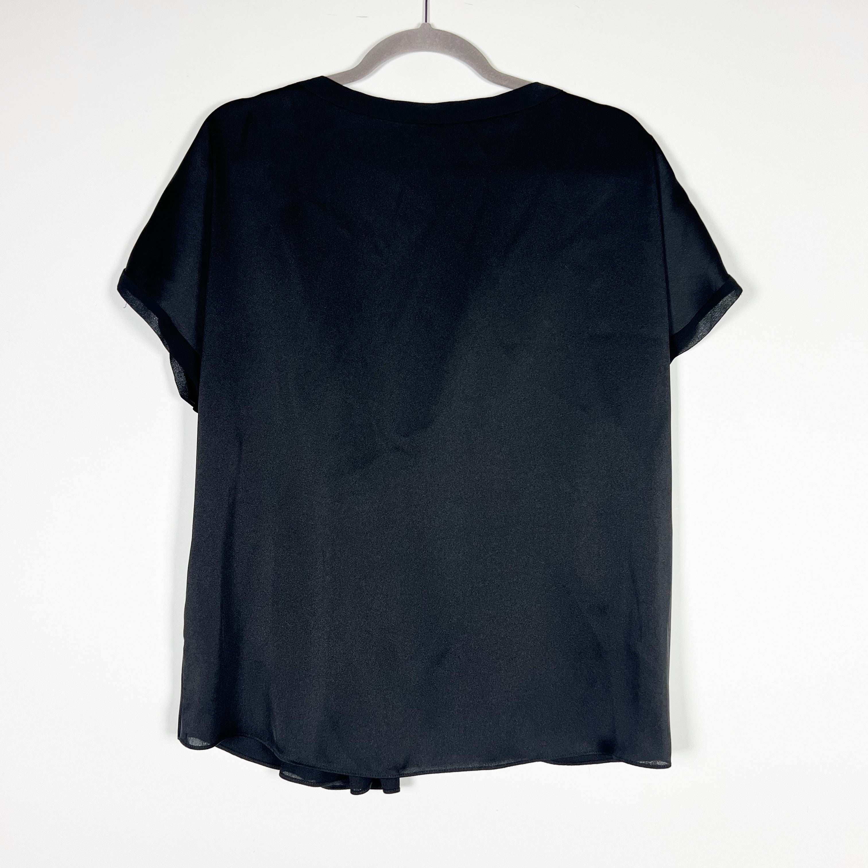 By Malene Birger Linaramma Satin Gathered Pin Tuck Pleated Short Sleeve Blouse S