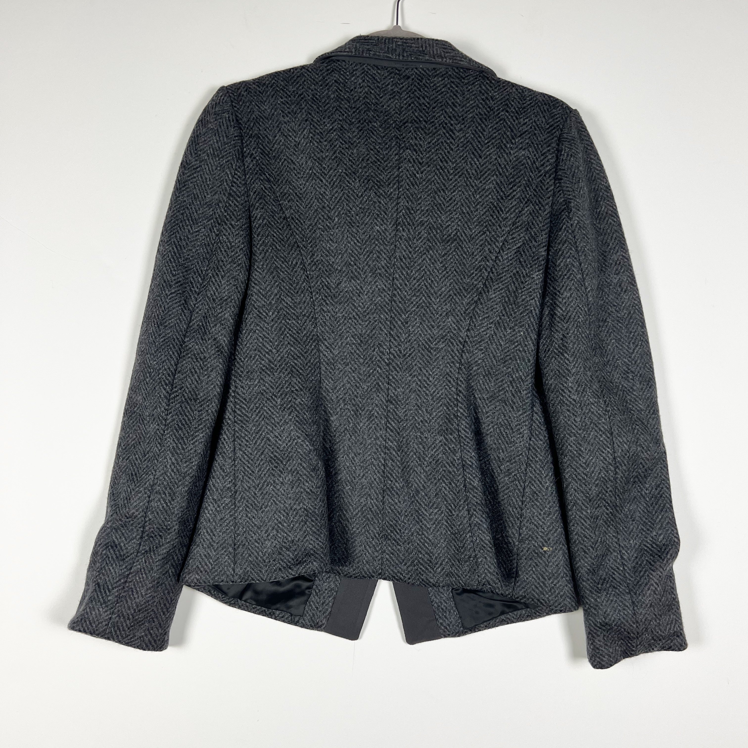 Armani Collezioni Wool Blend Women's Asymmetrical Button Blazer Jacket Gray 8