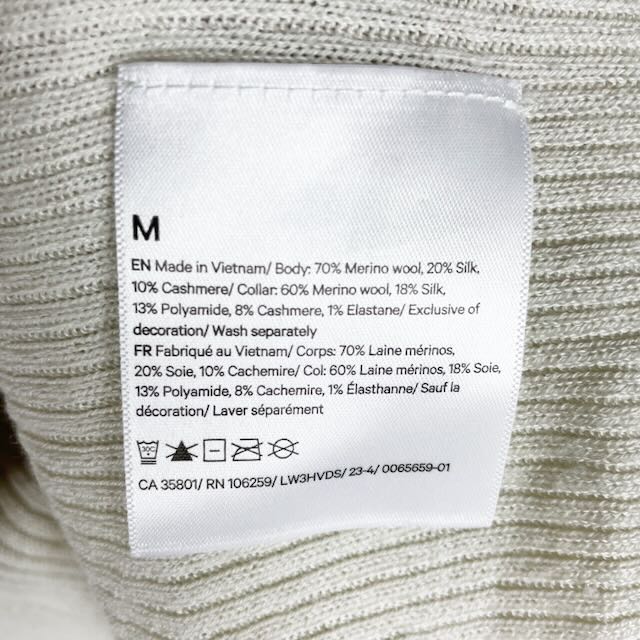 Lululemon Women's Ribbed Wool Silk Cashmere Blend Knit Light Sweater Bone Medium