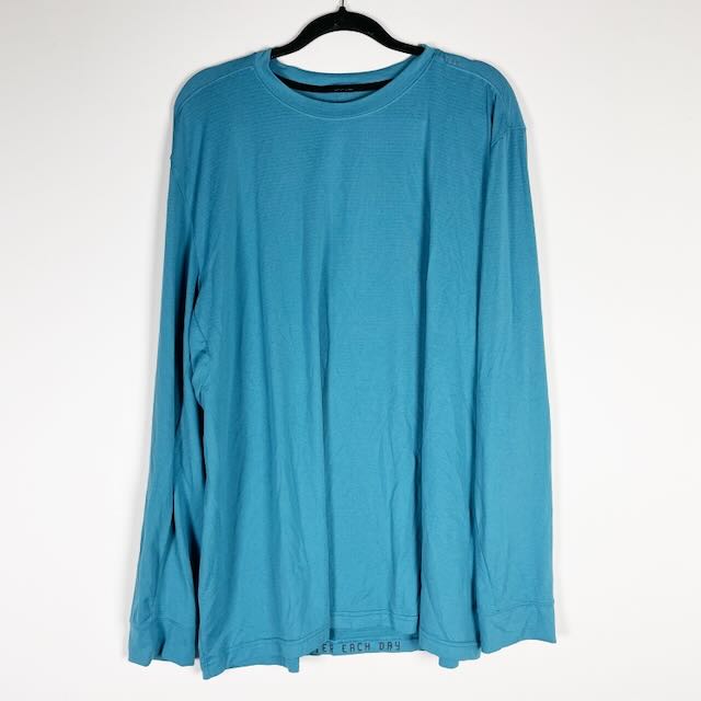 Lululemon Men's Crew Neck Athletic Work Out Long Sleeve Tee Shirt Blue XXL