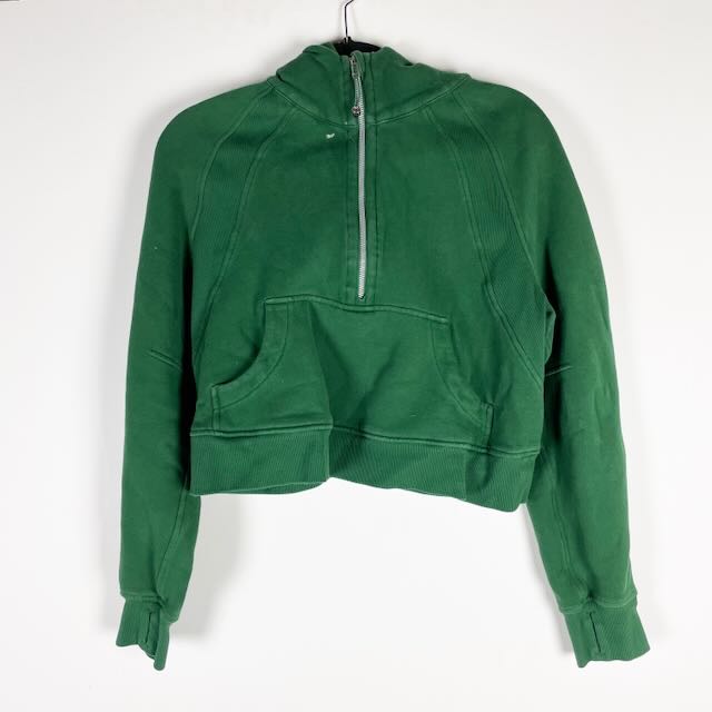 Lululemon Women's Scuba Oversized Half Zip Copped Pullover Hoodie Green XS/S