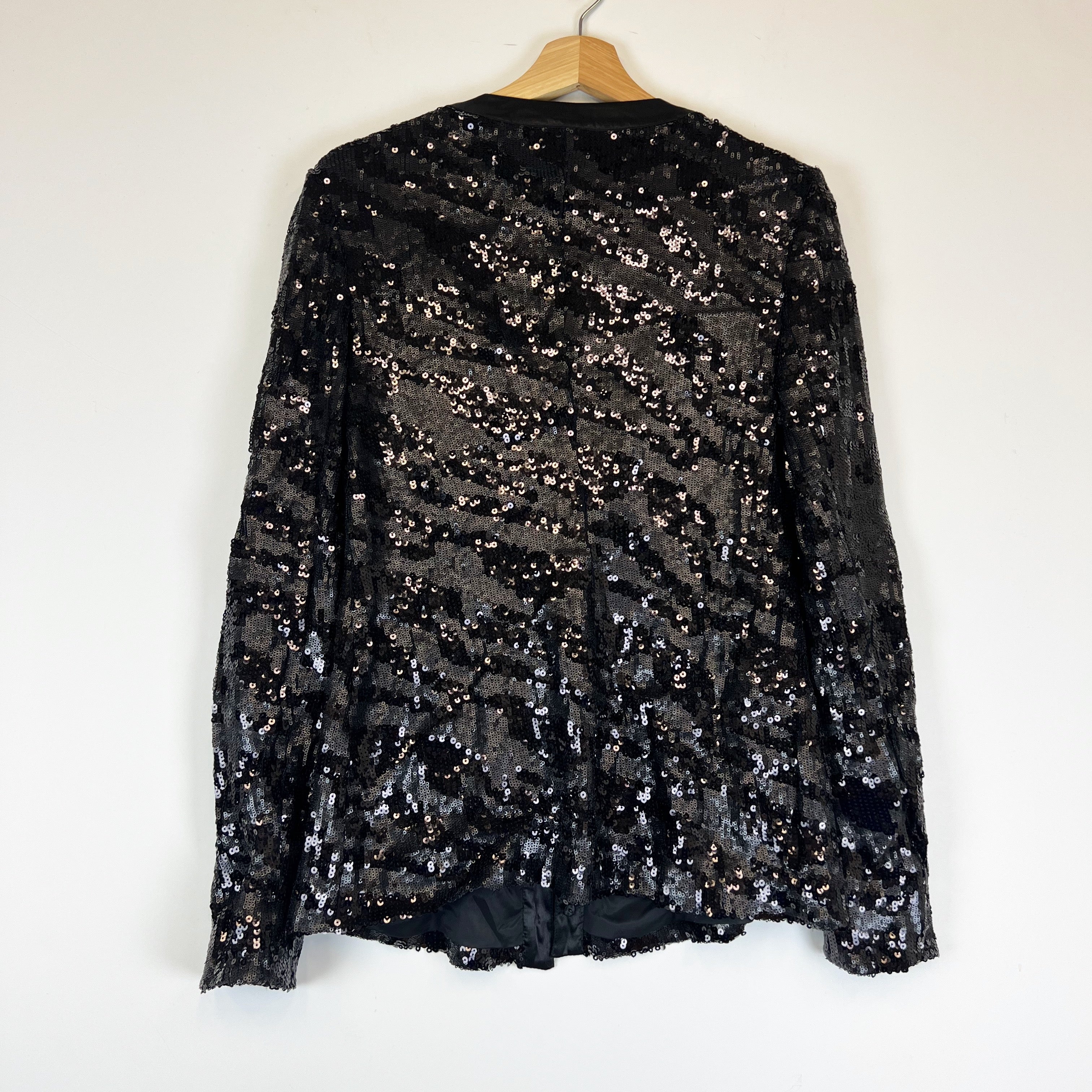 NEW Rachel Zoe SP12J11 Allover Sequin Sparkle Embellished Snap Button Jacket L
