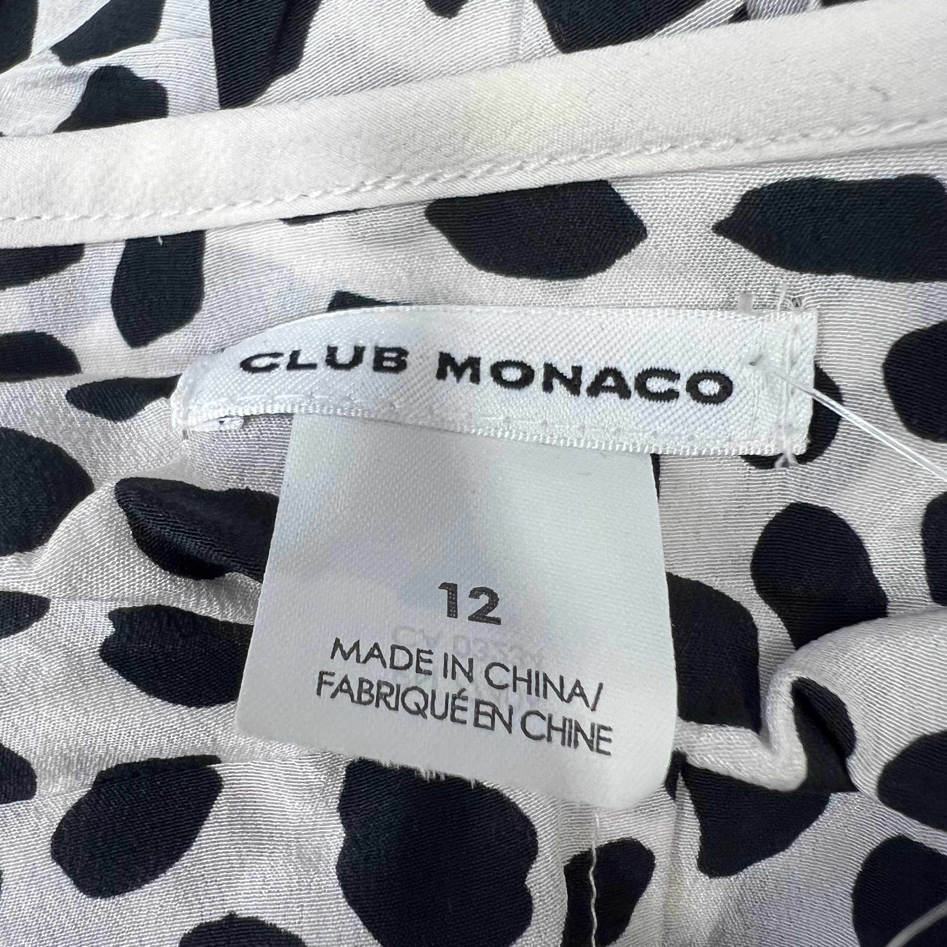 NEW Club Monaco Arleta Silk Satin Robe Wrap Style Cream Grand Print Dress 12