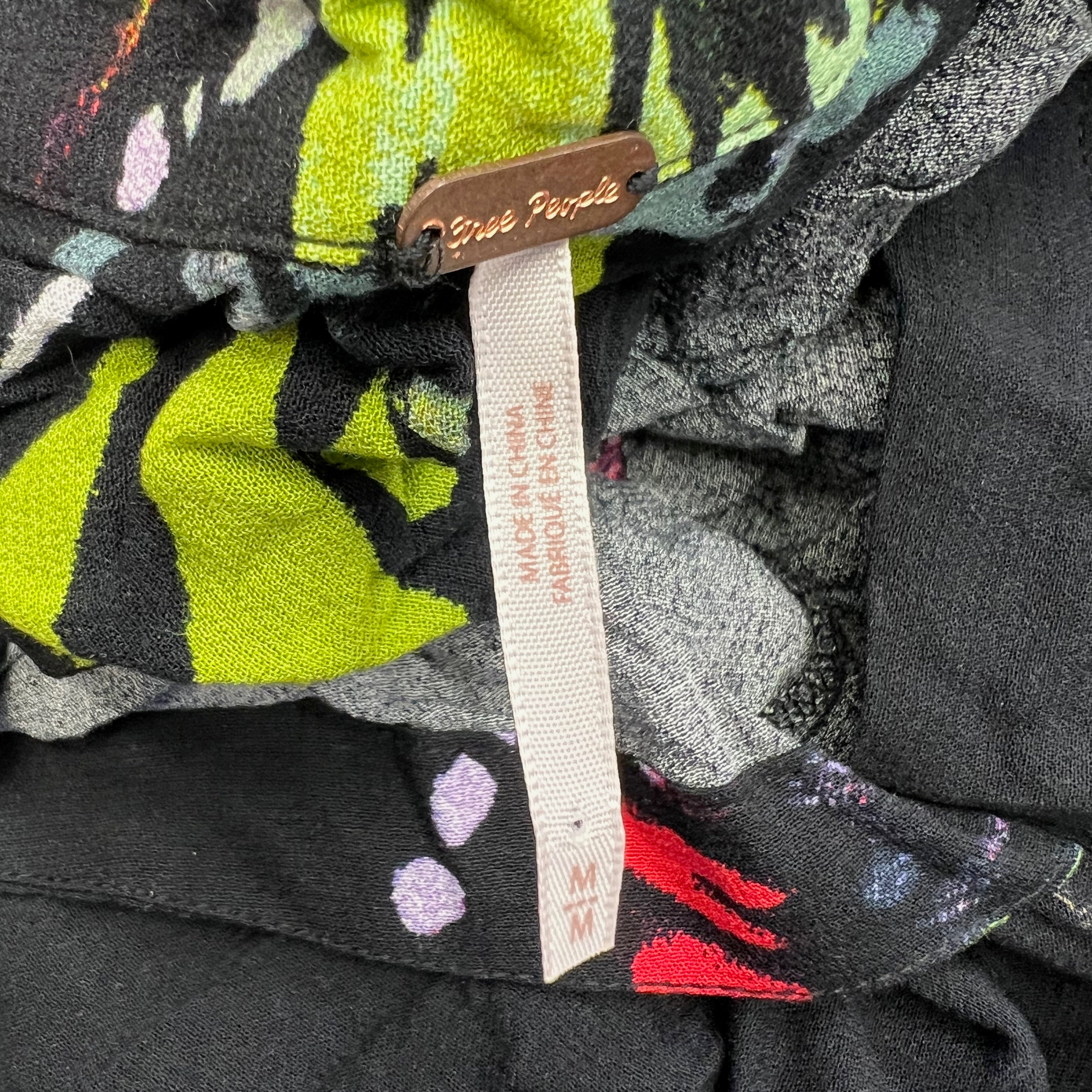 Free People Field Of Butterflies V Neck Long Sleeve Graphic Print Pattern Blouse