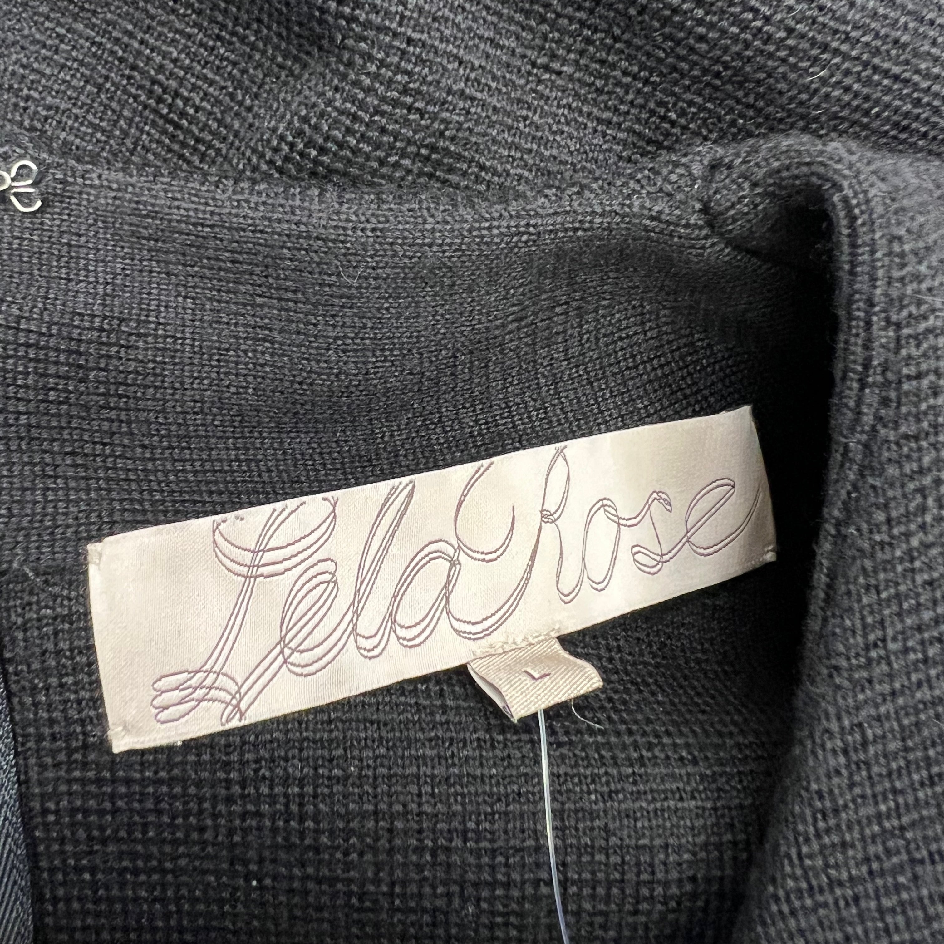 NEW Lela Rose Wool Silk Cashmere Knit Stretch Feather Fringe Trim Sweater Black