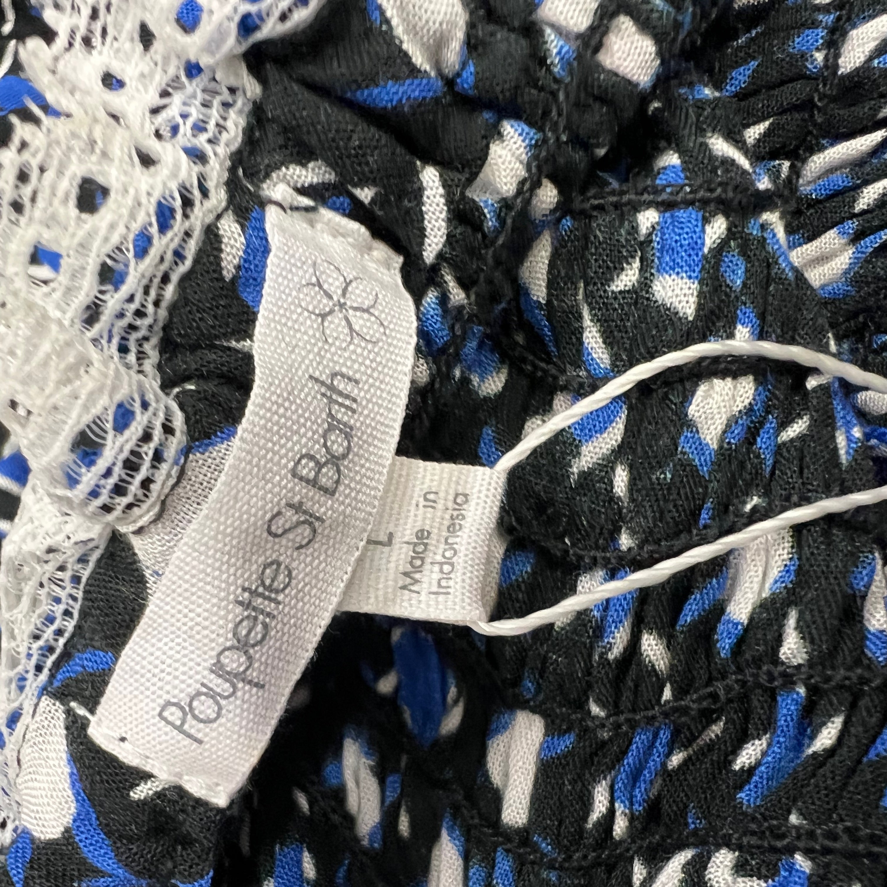 NEW Poupette St Barth Foe Long Bandeau Smocked Bodice Maxi Dress Black Moon L