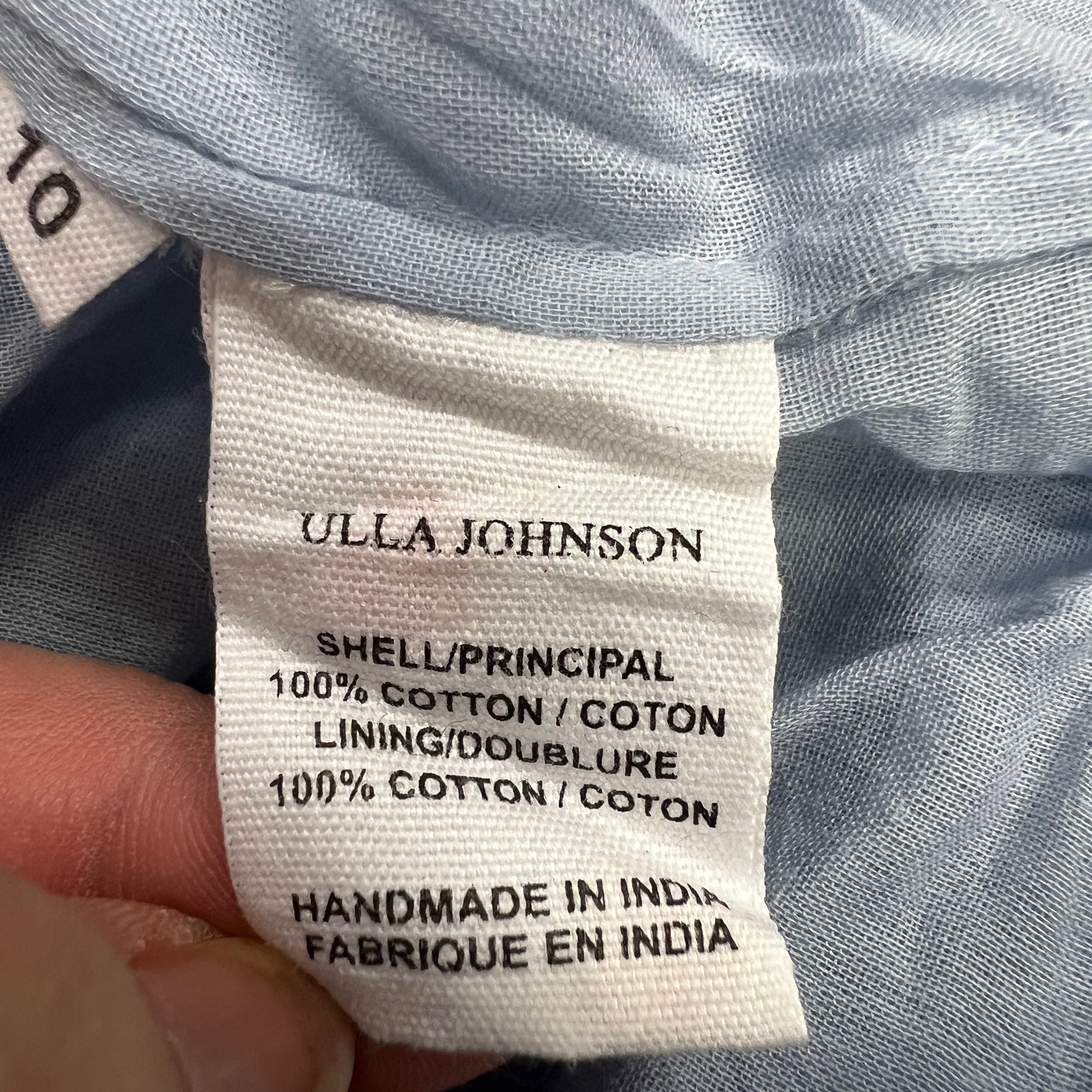 NEW Ulla Johnson Maelle Sleeveless Cotton Floral Embroidered Midi Dress Blue 10