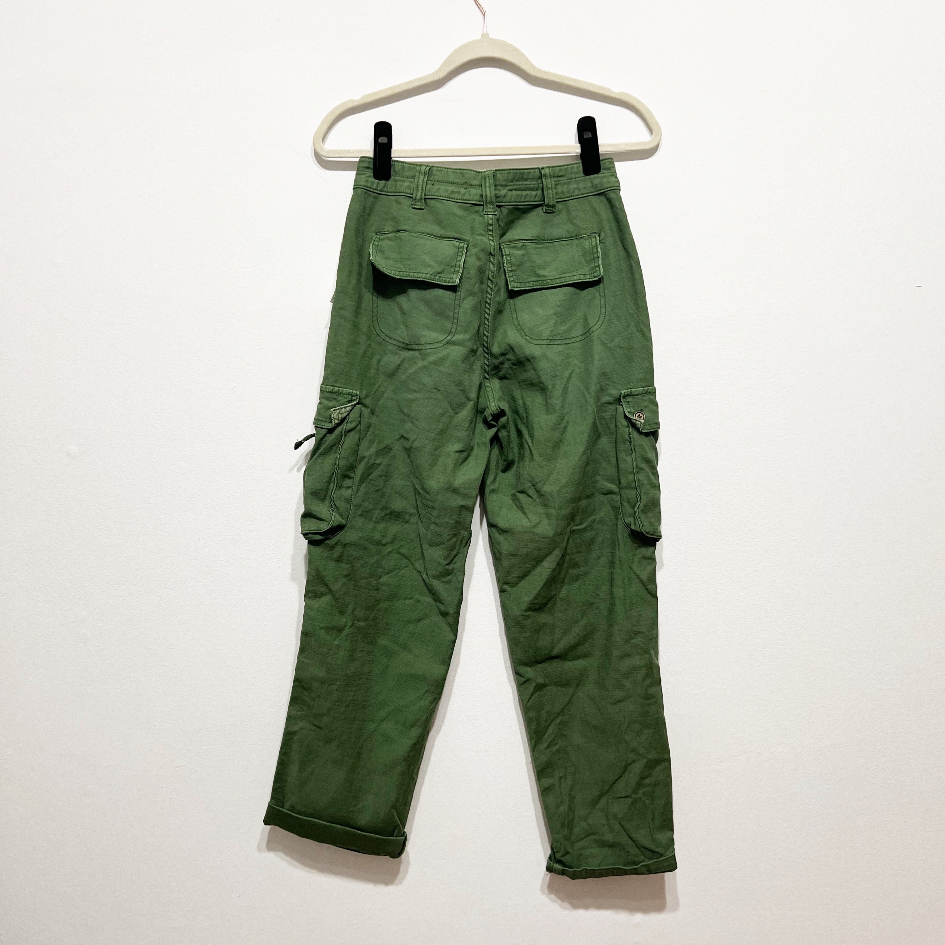 NEW Anthropologie Pilcro Utility Cargo Army Straight Cotton Stretch Pants Moss