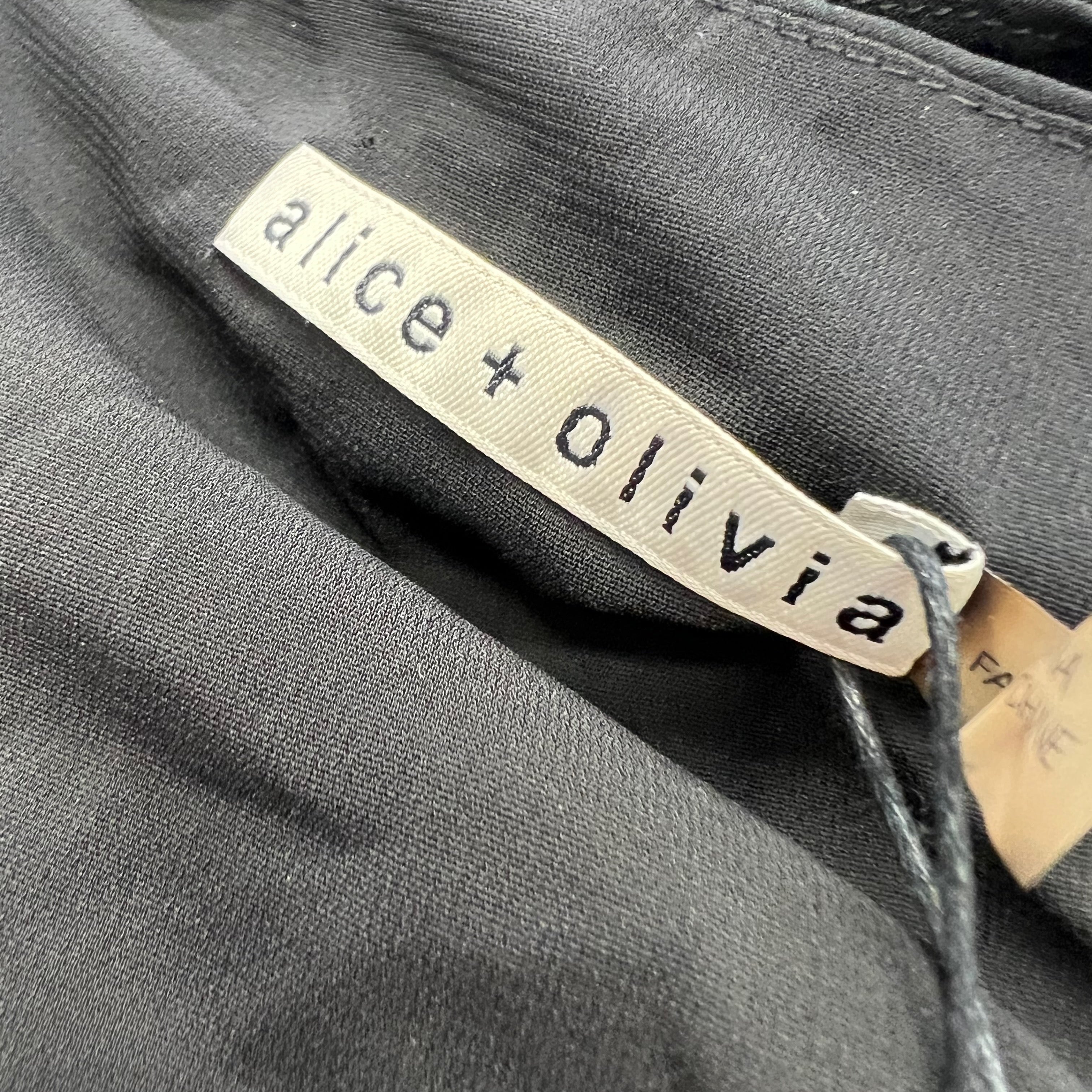 NEW Alice And Olivia Silk Chiffon Beaded Jewel Crystal Detail Cuff Blouse Shirt