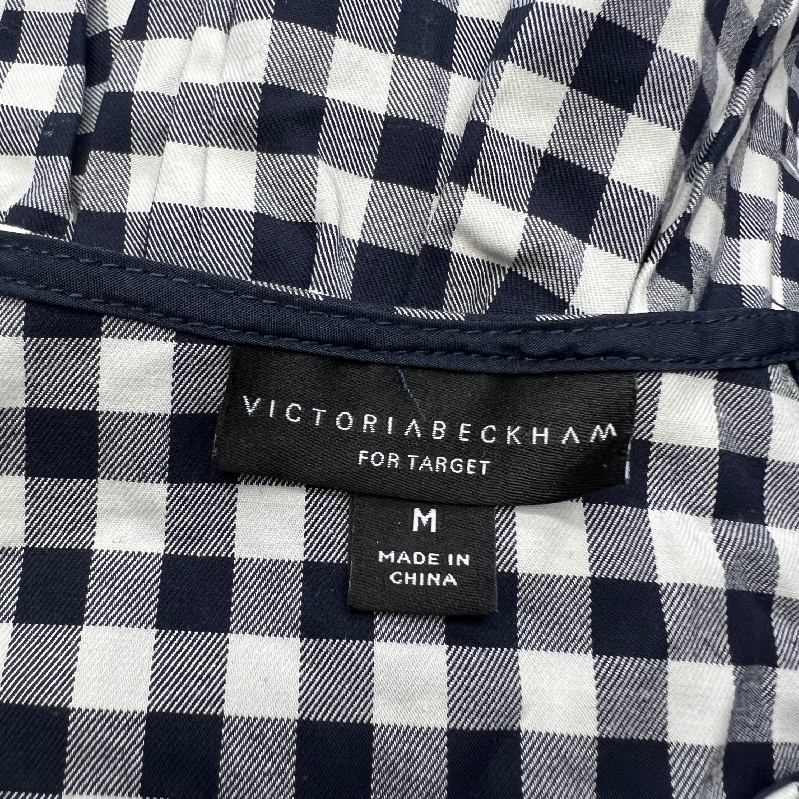 NEW Victoria Beckham x Target Cotton Poplin Ruffle Gingham Blouse Shirt Top M