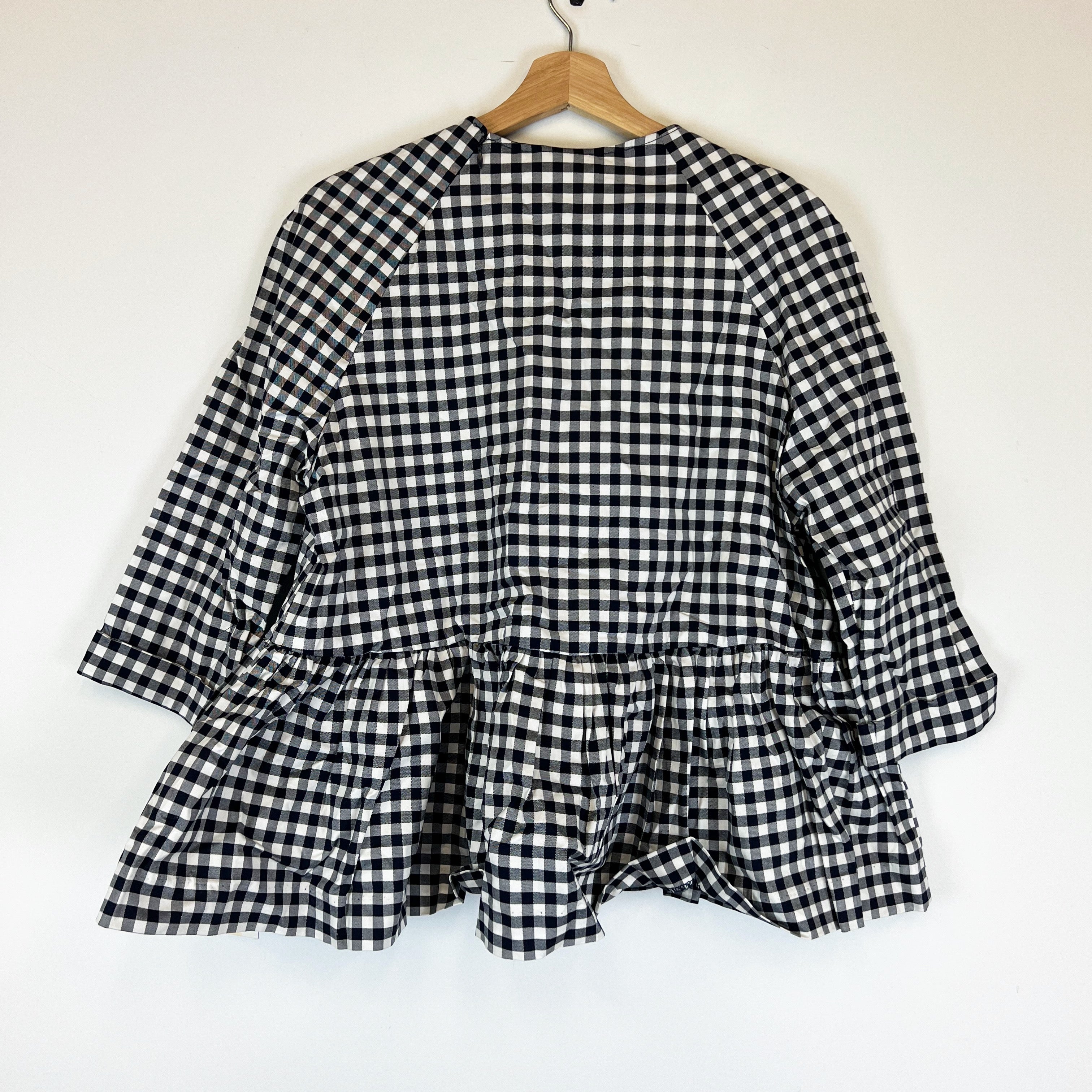 NEW Victoria Beckham x Target Cotton Poplin Ruffle Gingham Blouse Shirt Top M