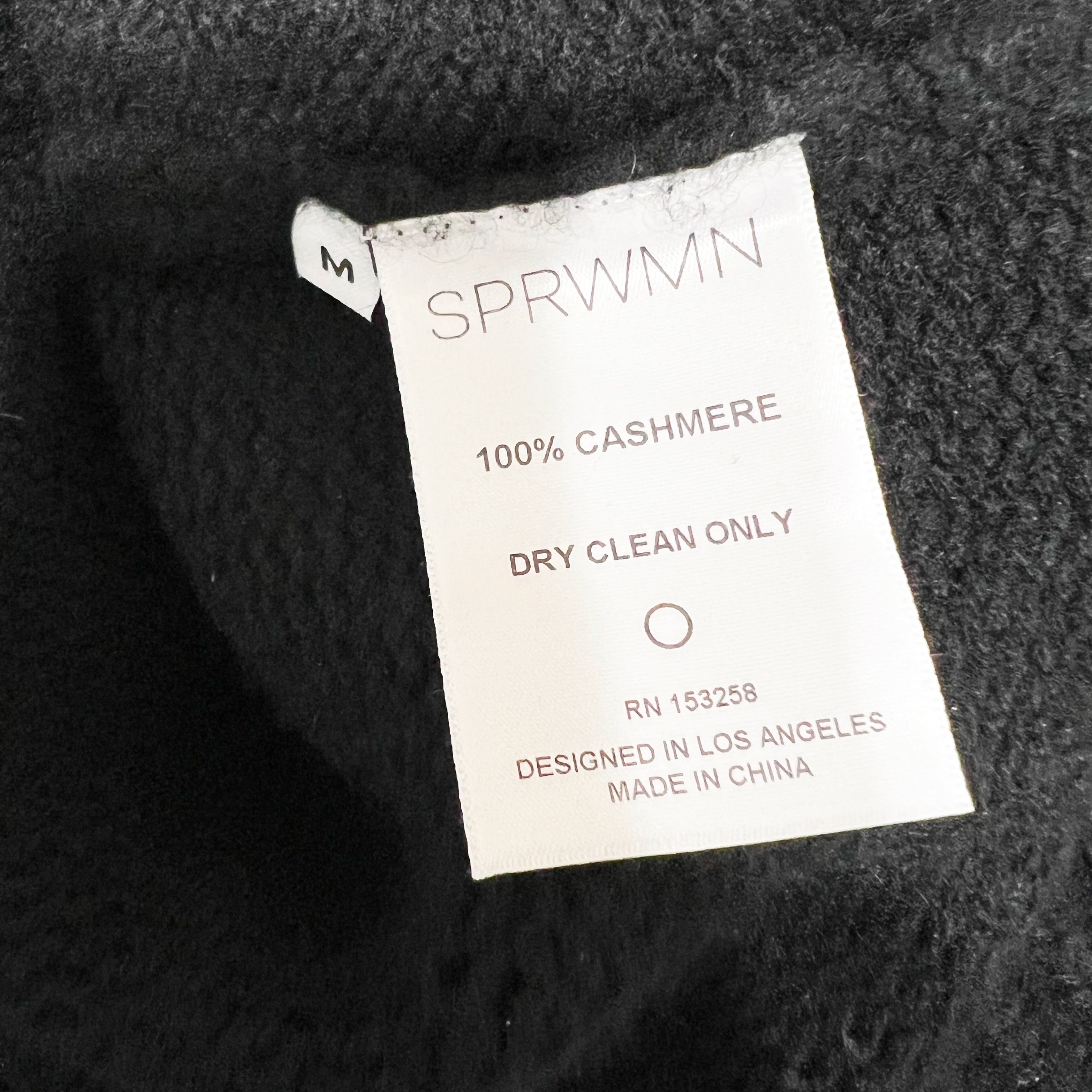 SPRWMN Heavy Cashmere Knit Stretch Oversized Hoodie Pullover Sweater Black M