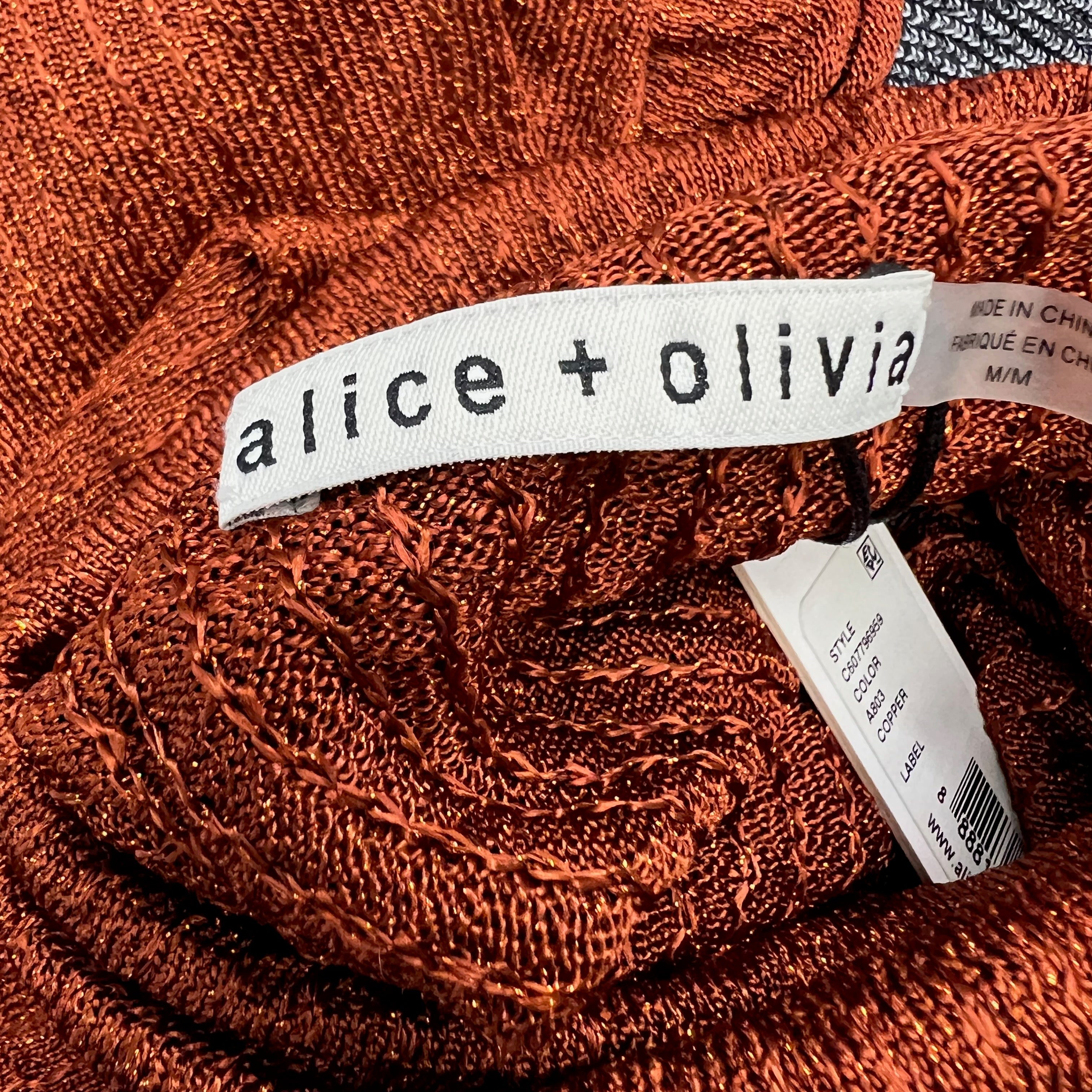 NEW Alice And Olivia Billi Slim Turtleneck Sweater In Copper In Burnt Orange M