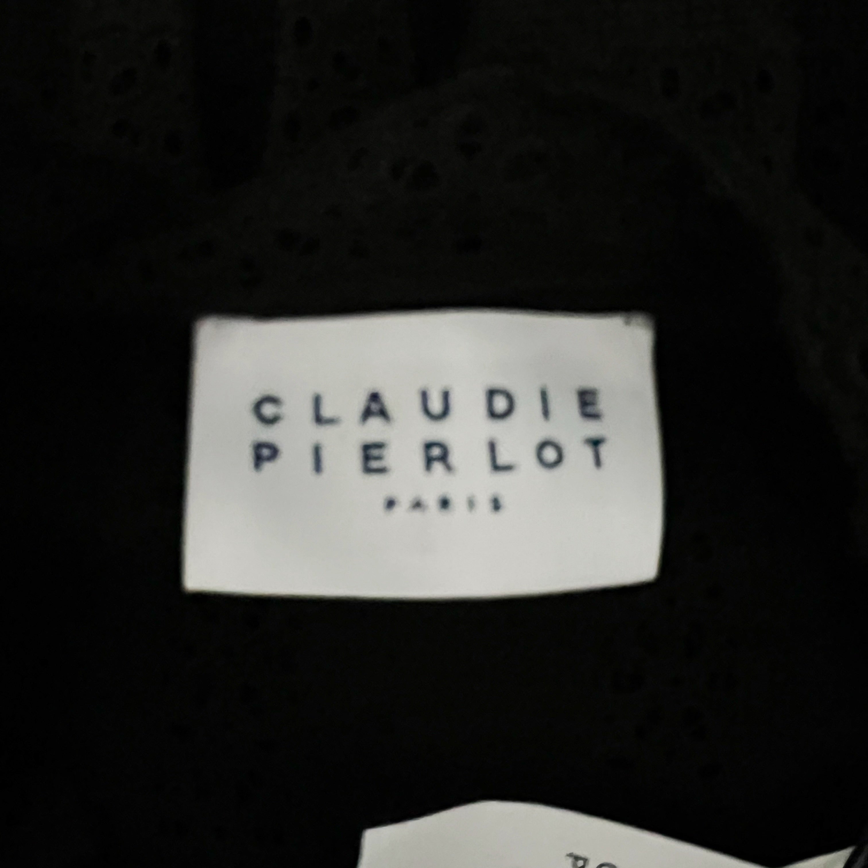 NEW Claudie Pierlot Paris Russe Cotton Crochet Perforated Ruffle Dress Black L