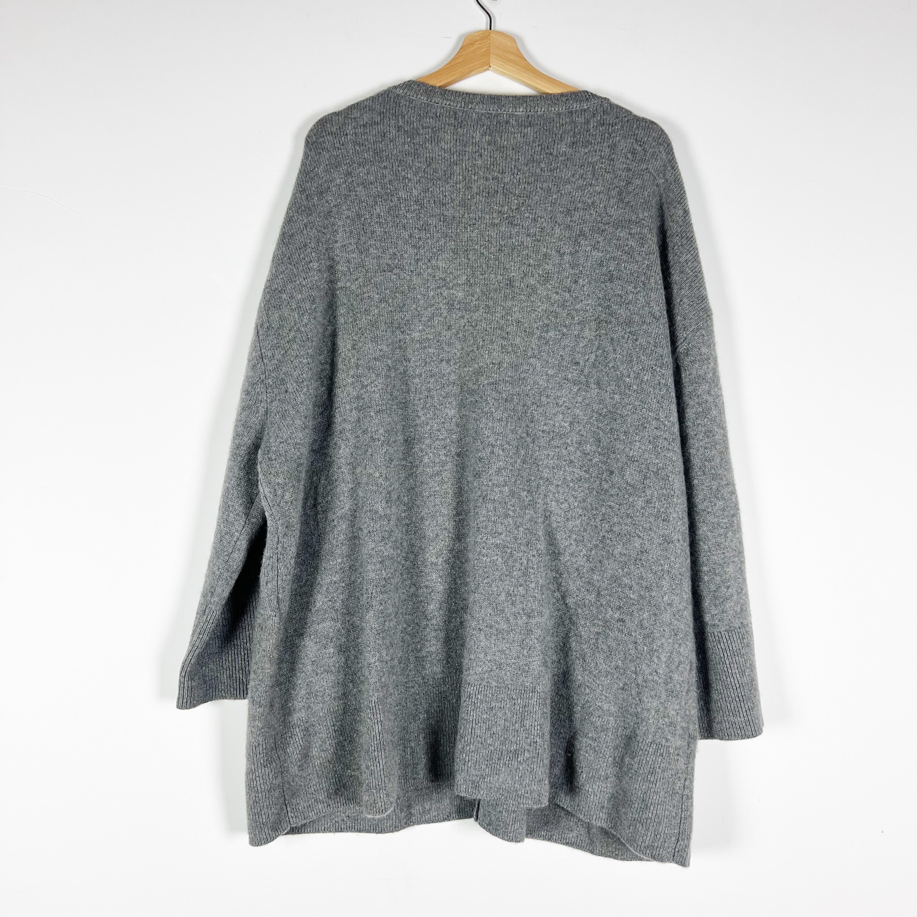 Toteme Oversized 100% Cashmere Cardigan Knit Stretch Button Front Sweater Gray M