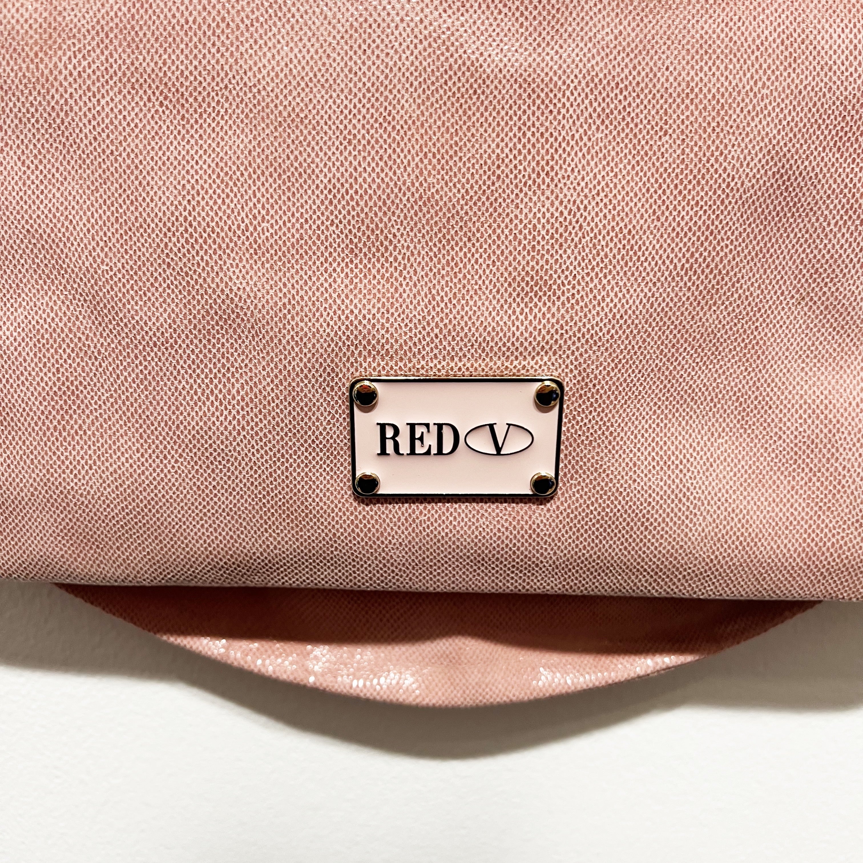 NEW RED Valentino Glossy Textured Genuine Leather Oversized Bow Shoulder Purse