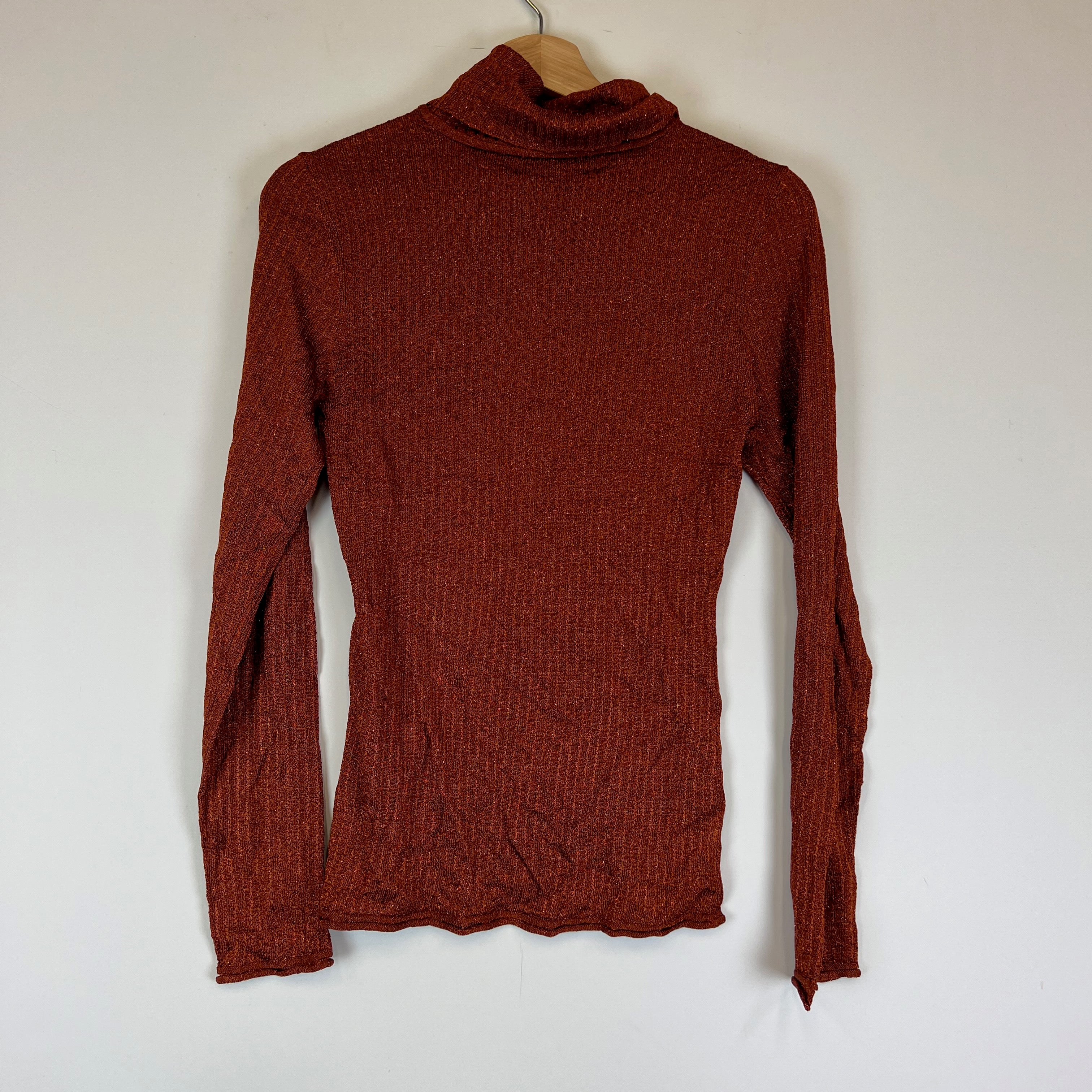 NEW Alice And Olivia Billi Slim Turtleneck Sweater In Copper In Burnt Orange M