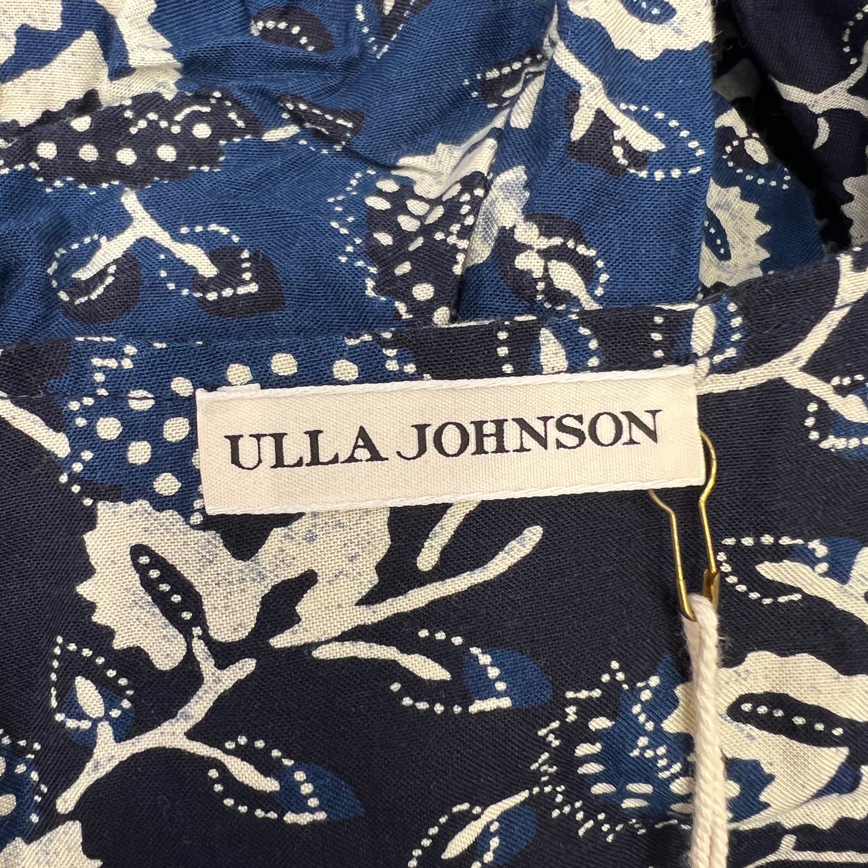NEW Ulla Johnson Iona Cotton Tiered Indigo Floral Flower Patchwork Dress 10