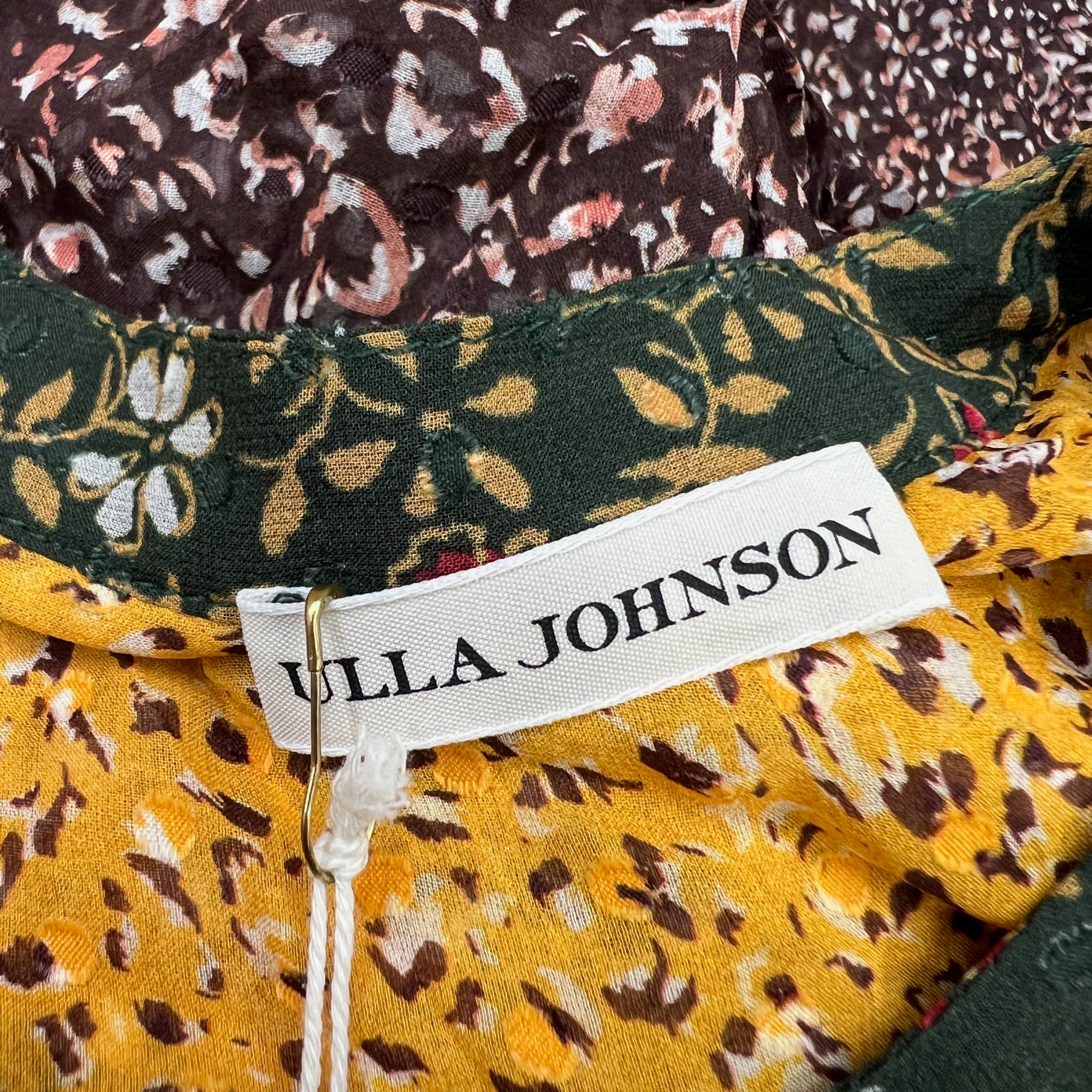 NEW Ulla Johnson Norma Silk Chiffon Tropical Ruffle Blouse Shirt Top 10