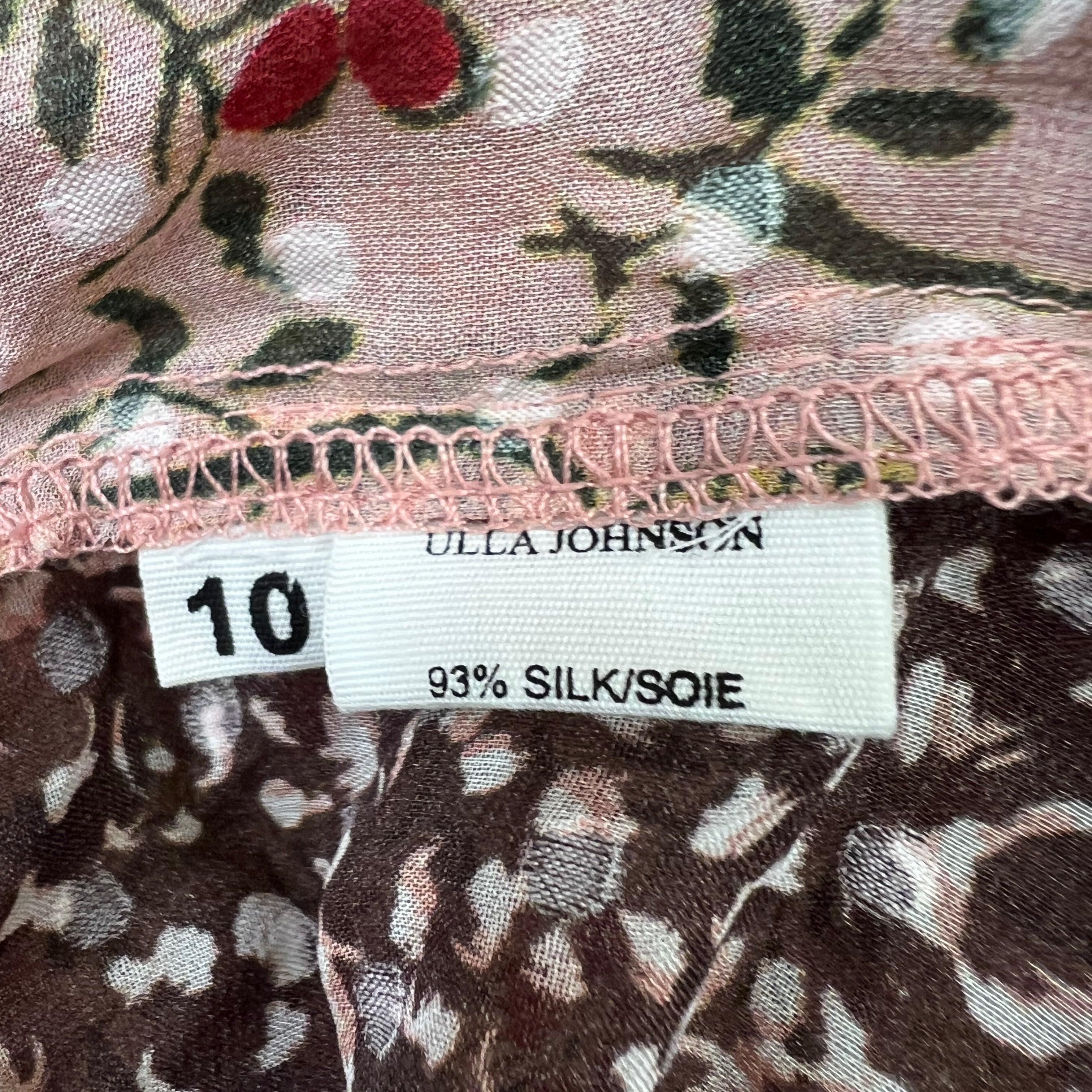 NEW Ulla Johnson Norma Silk Chiffon Tropical Ruffle Blouse Shirt Top 10