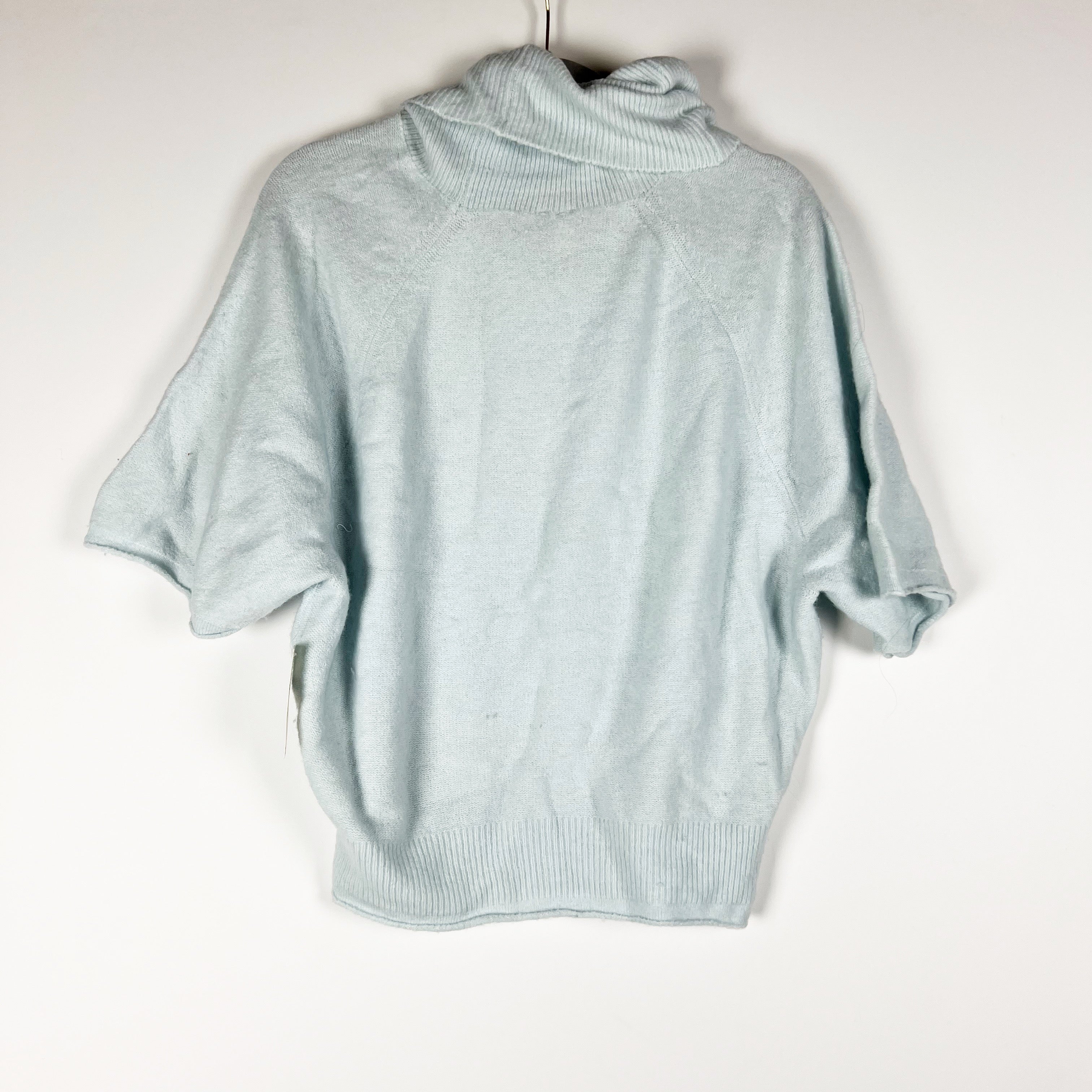 NEW Pilcro Anthropologie Wool Blend Stretch Short Sleeve Turtleneck Sweater Sky