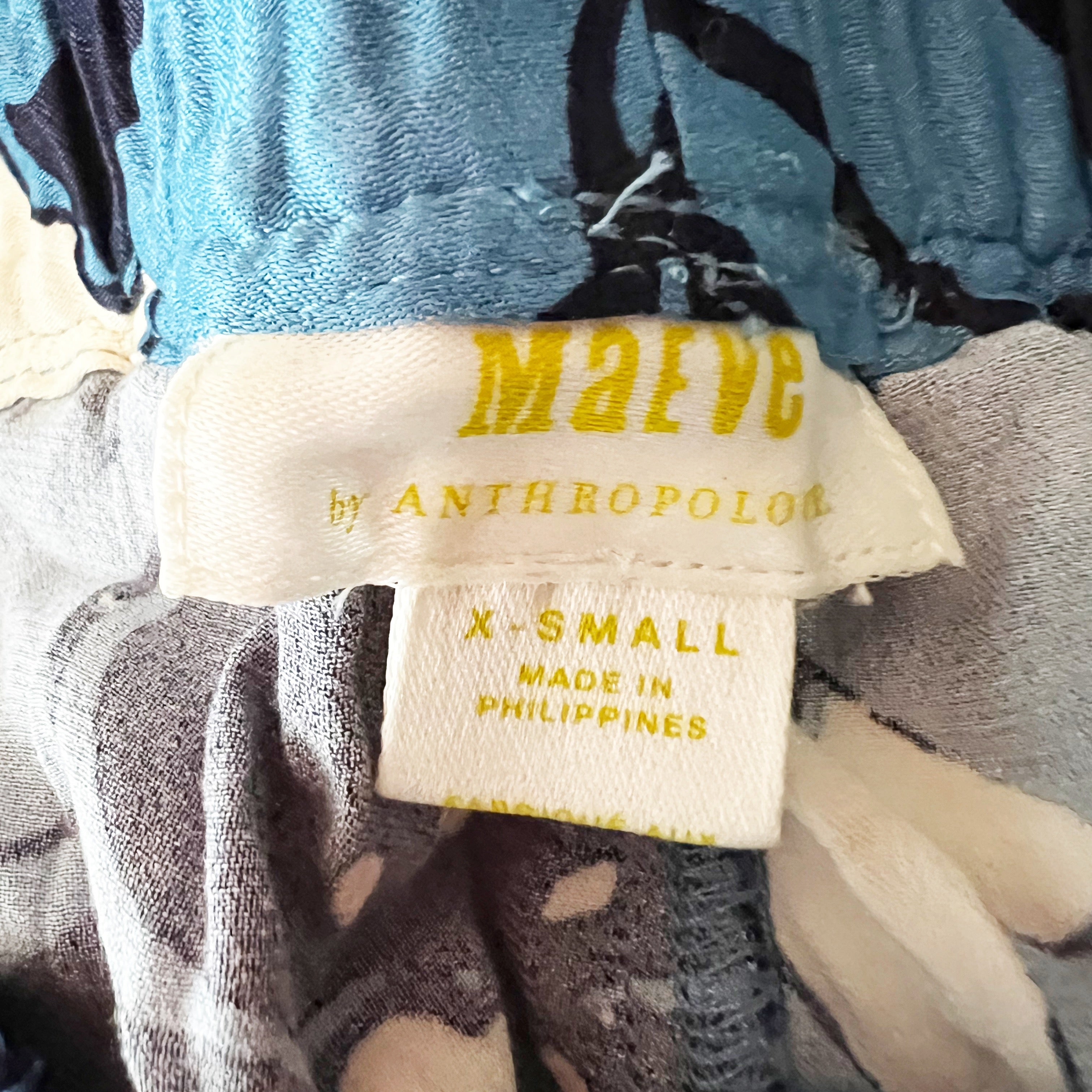 NEW Maeve Anthropologie Blue White Floral Flower Print Pattern Mini Ruffle Short