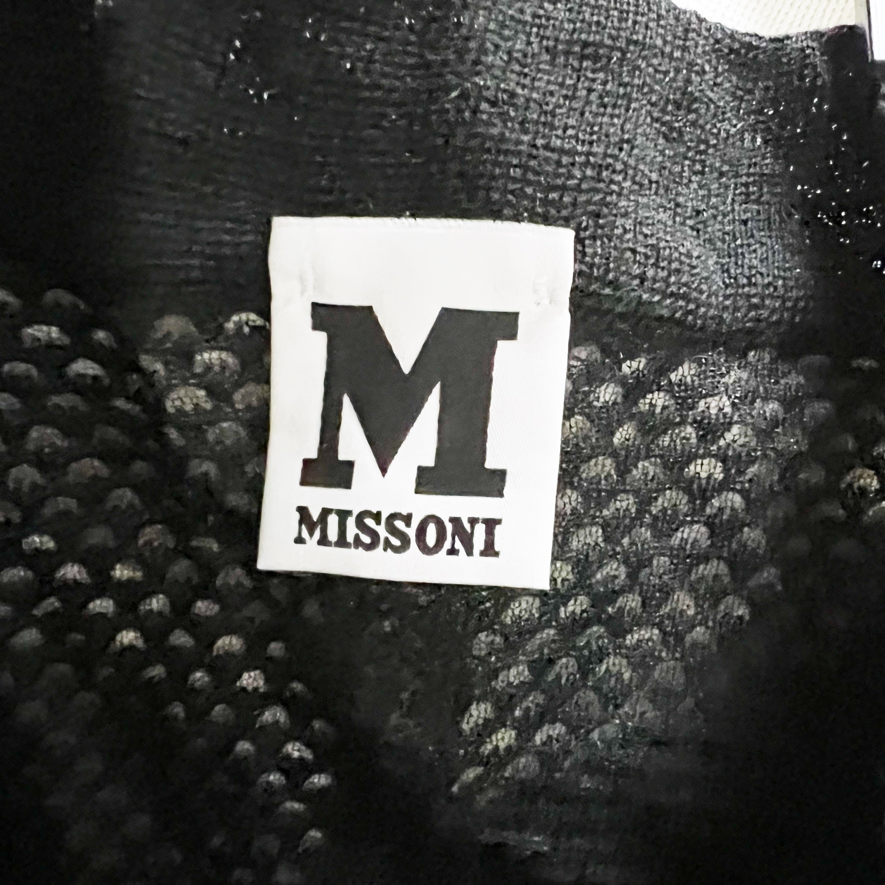 NEW Missoni Women's Wool Blend Maglia Crochet Knit Crew Neck Sweater Black Large