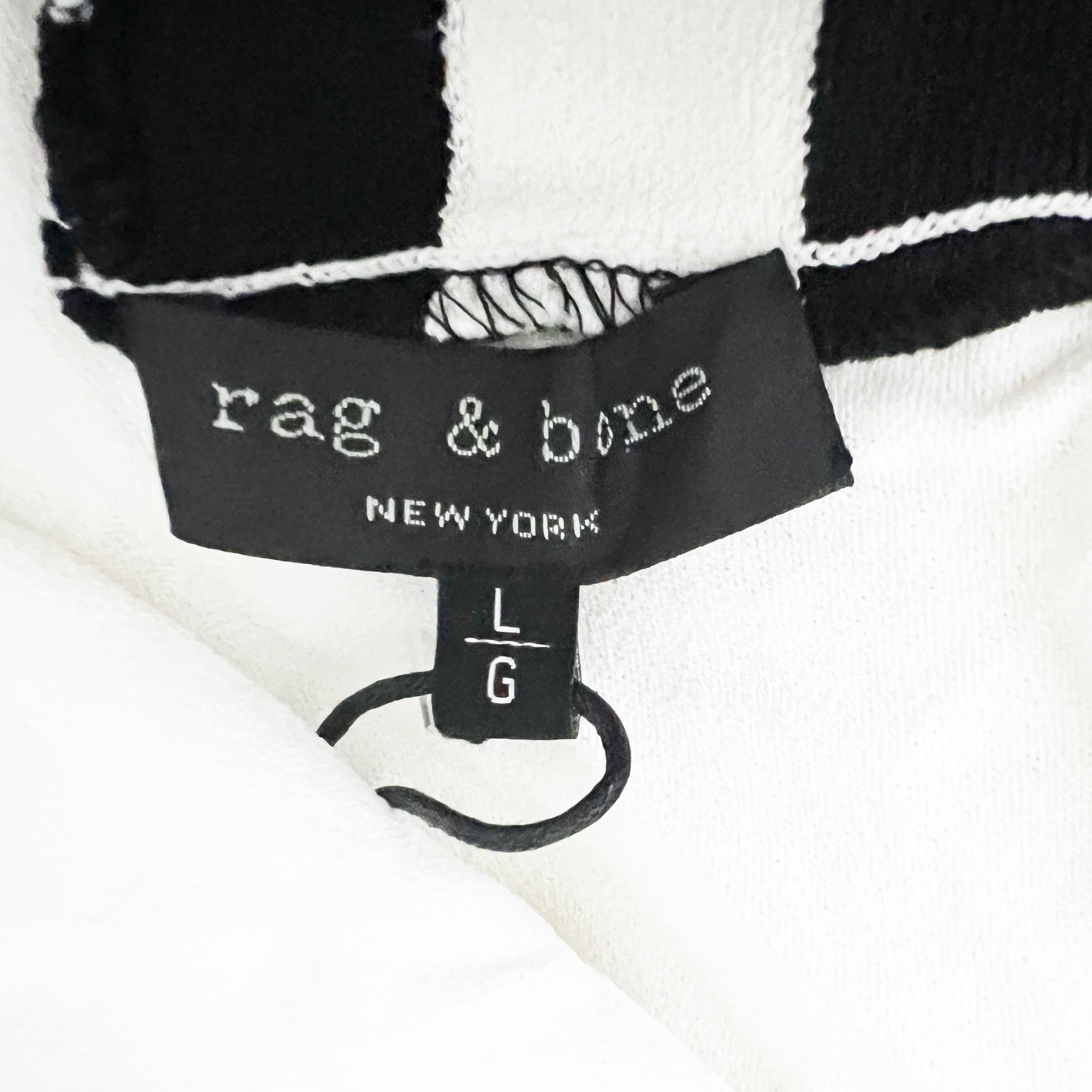 NEW Rag & Bone Daphne Varsity Sleeveless Deep V Neck Knit Pullover Sweater White