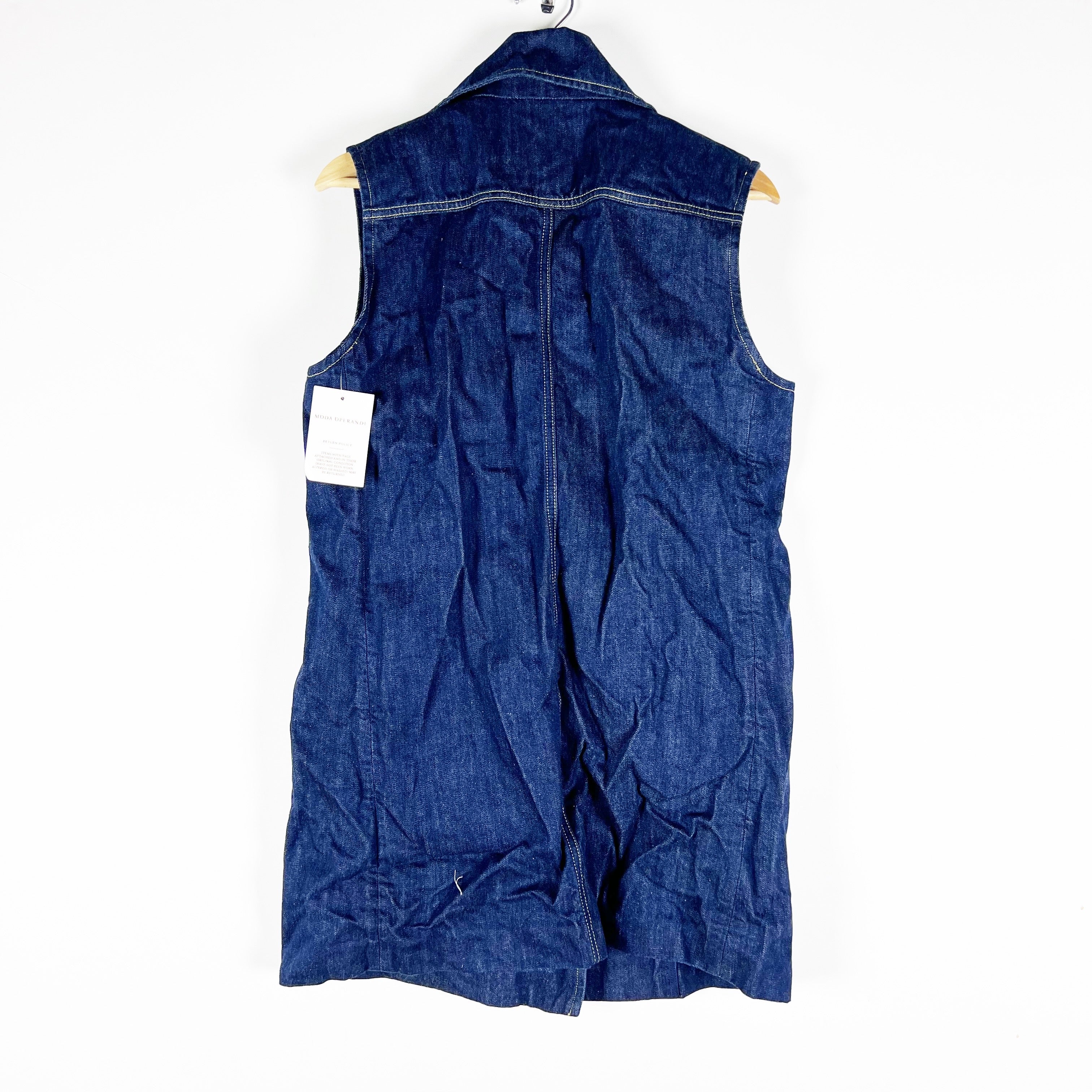 NEW Seafarer Cotton Denim Jean Sleeveless Double Breasted Jacket Vest Navy Blue