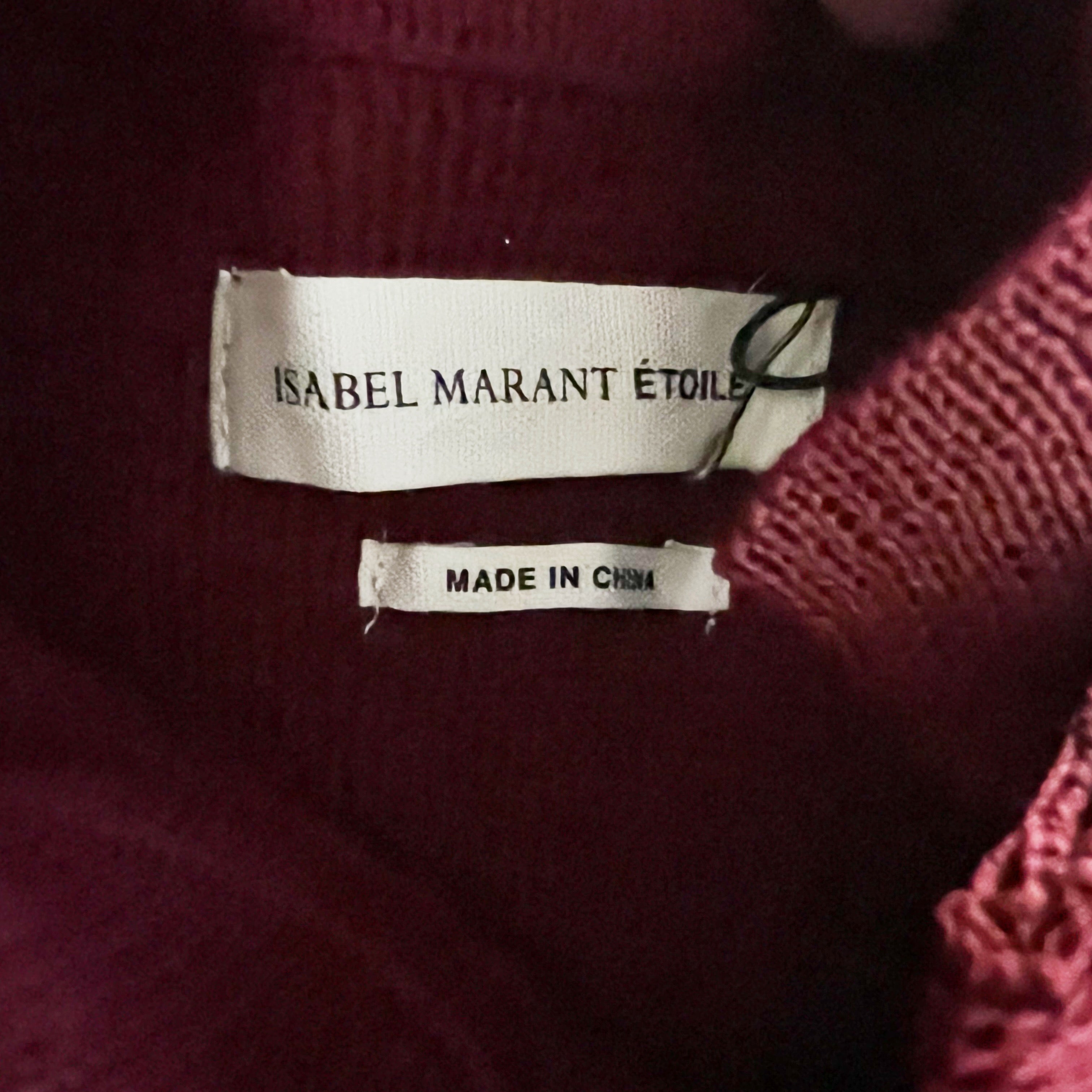 NEW Isabel Marant Devona Mock Neck Button Detail Burgundy Stripe Sweater Large