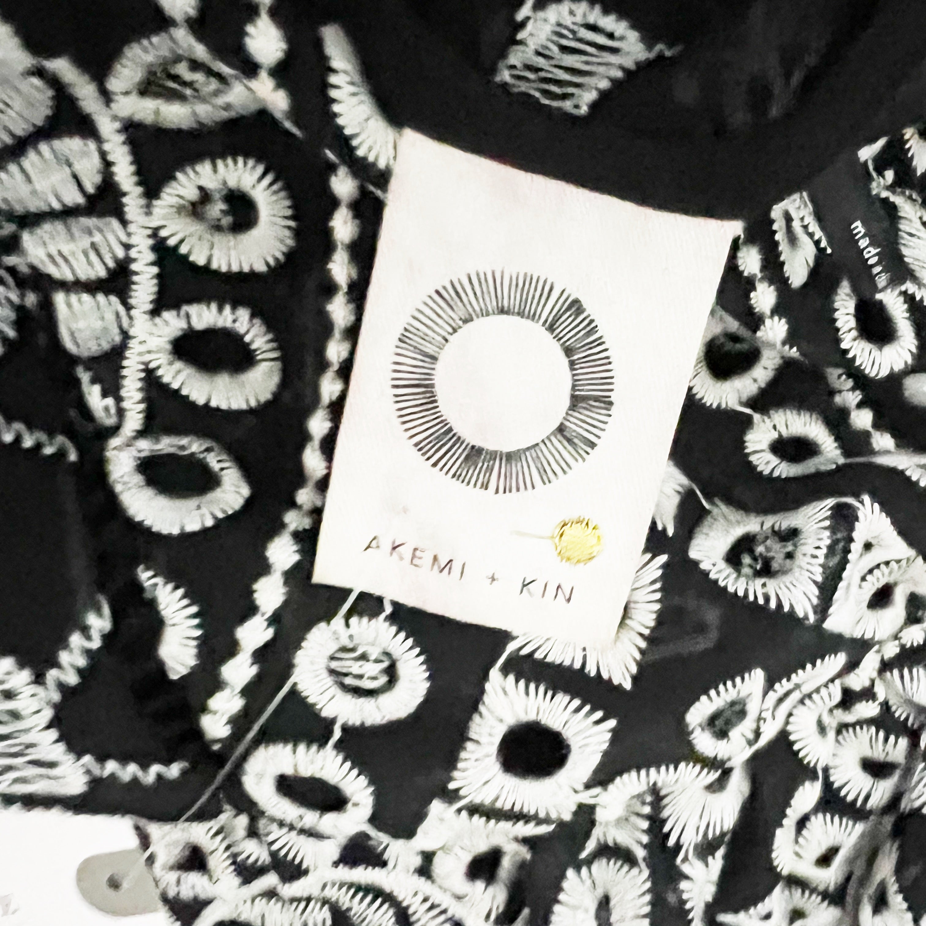 NEW Akemi Kin Anthropologie Brooke Eyelet Embroidered Pullover Tunic Dress Black