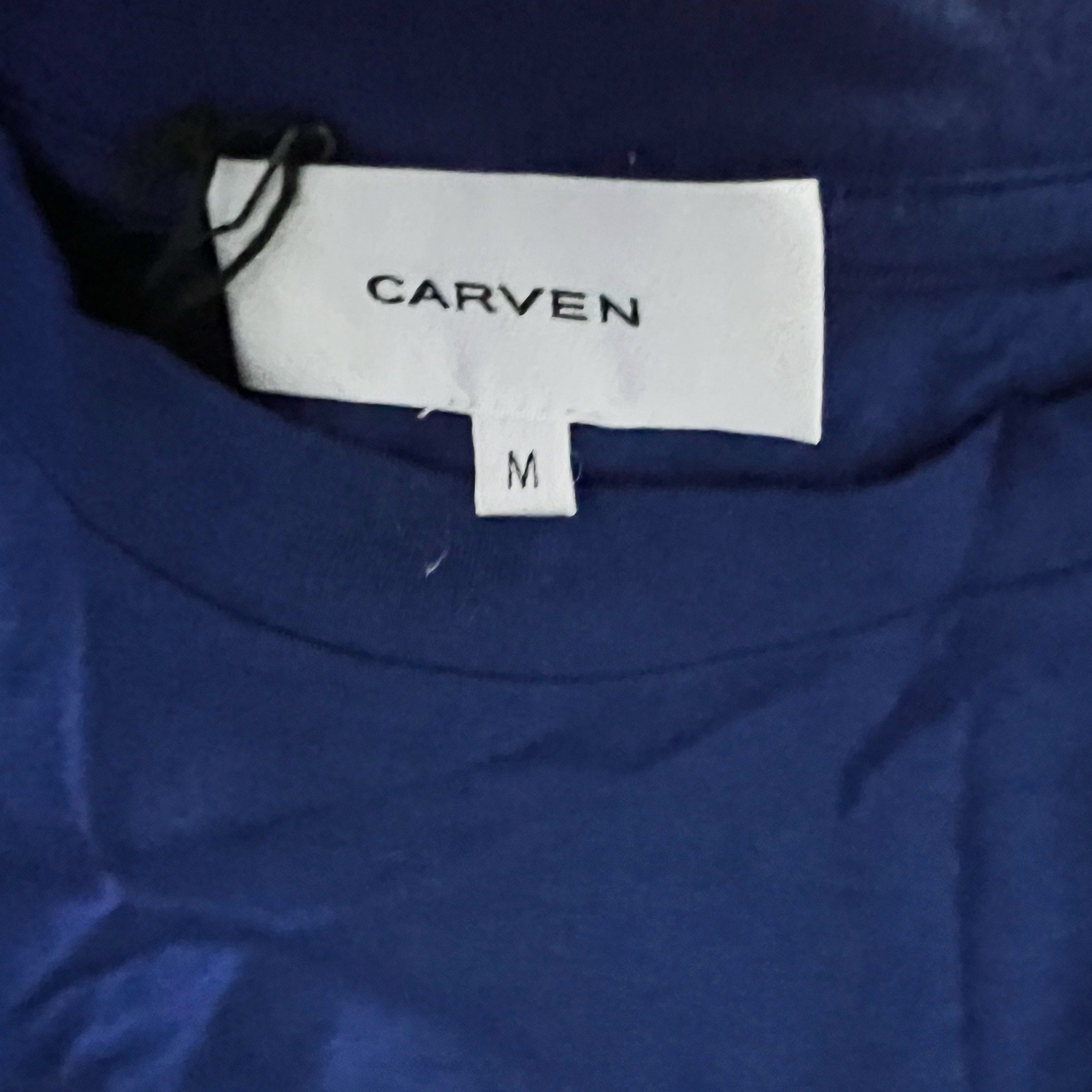 NEW Carven Jersey Stretch Knit Asymmetrical Hem Long Sleeve Tee Shirt Dress Blue