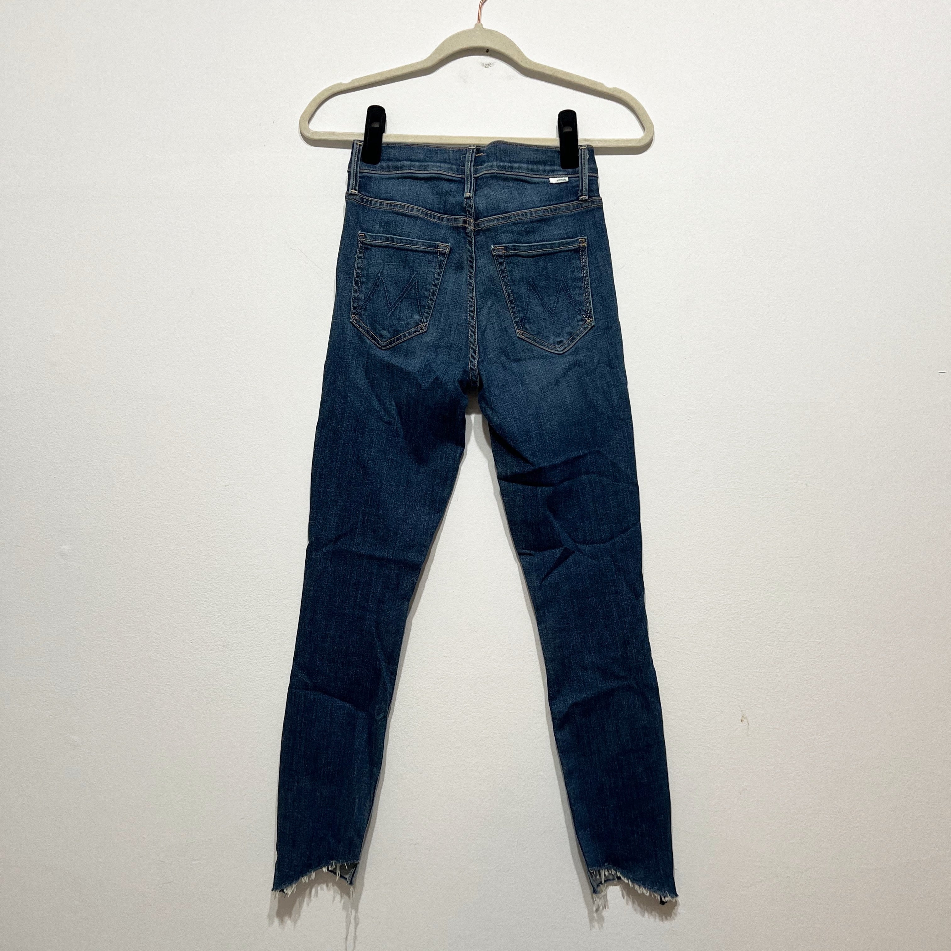 Mother Denim The Stunner Zip Two Step Fray Skinny Jeans Girl Crush Blue 25