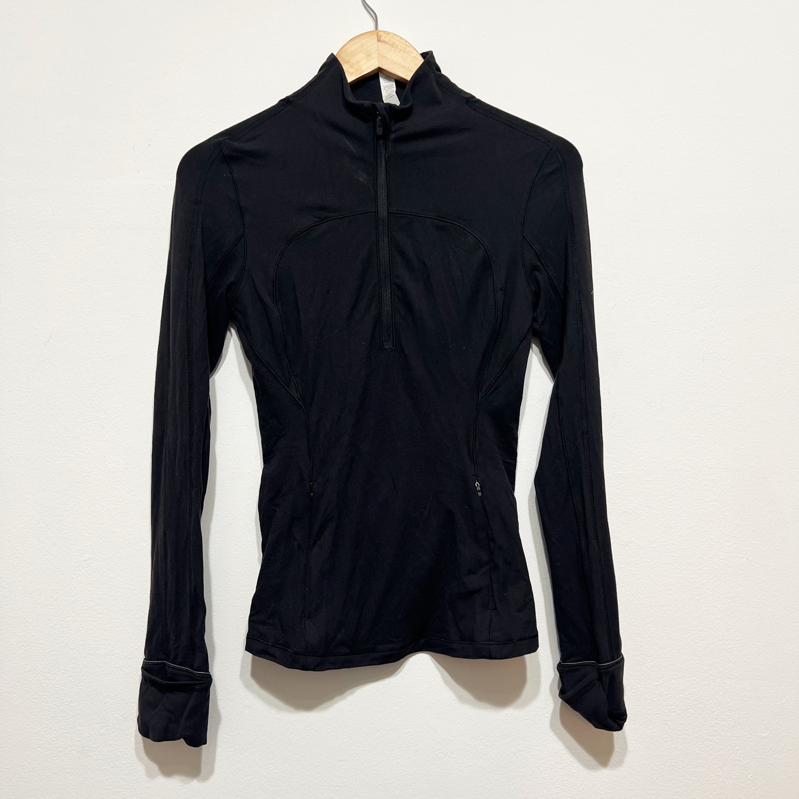 Lululemon Women's Run Briskly 1/2 Zip Long Sleeve Pullover Rulu Sweater Black 4