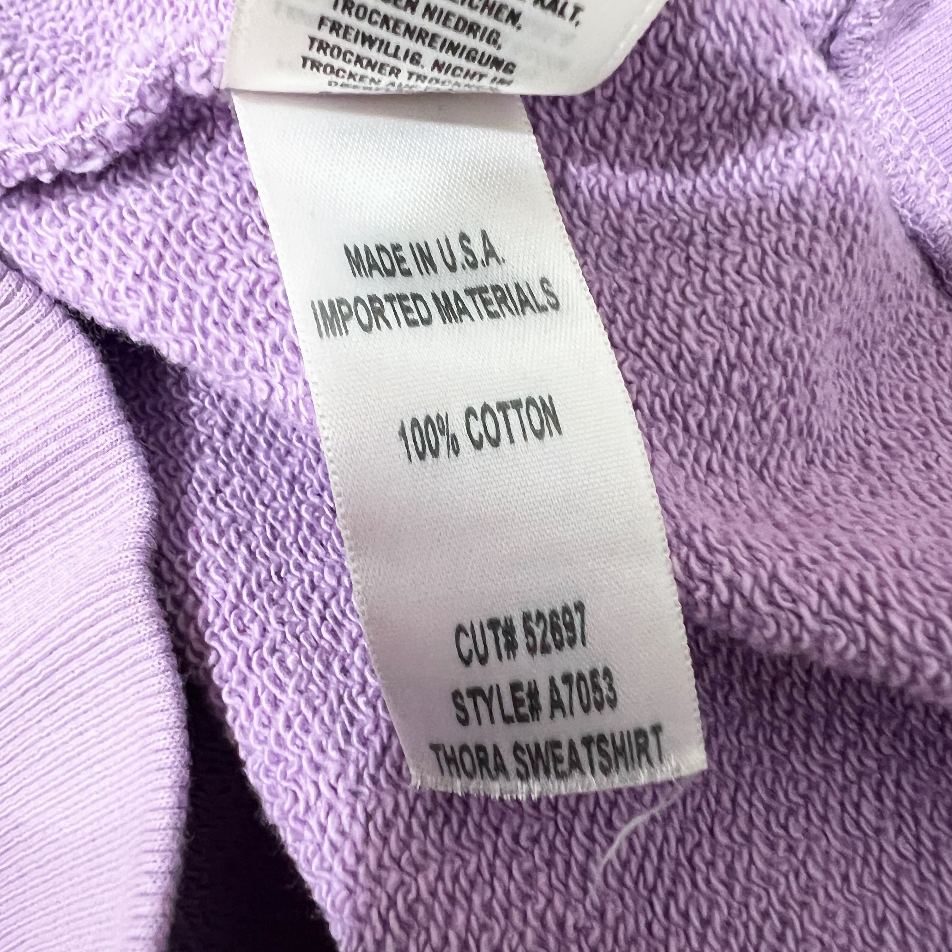 Agolde Thora Balloon Sleeve Cotton Terry Crew Neck Pullover Sweatshirt Purple XS