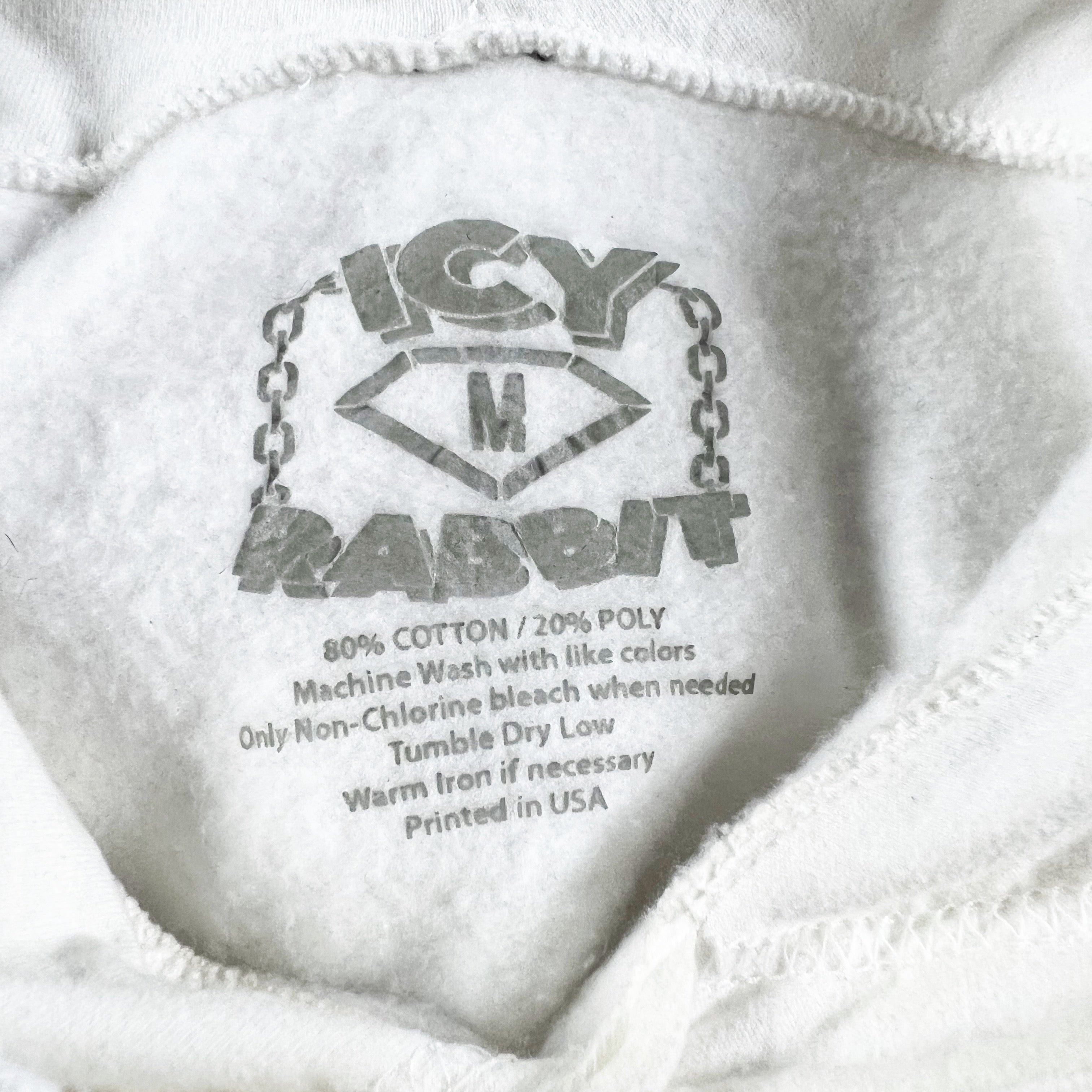 Icy Rabbit Run Rabbit Run Graphic Print Fleece Lined Hoodie Sweatshirt White M