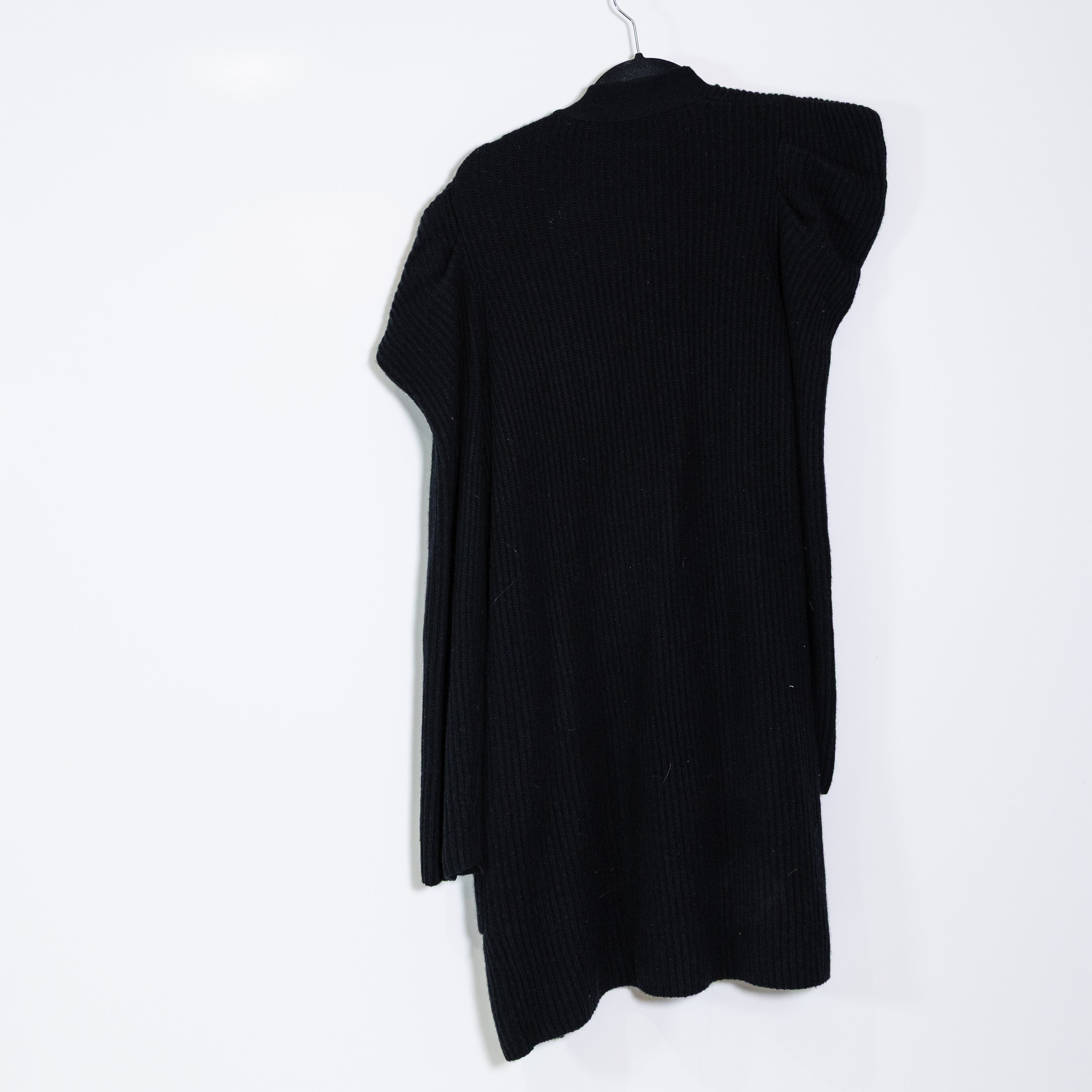 NEW A.L.C. Dion Wool Cashmere Ribbed Knit Open Front Cardigan Sweater Black L