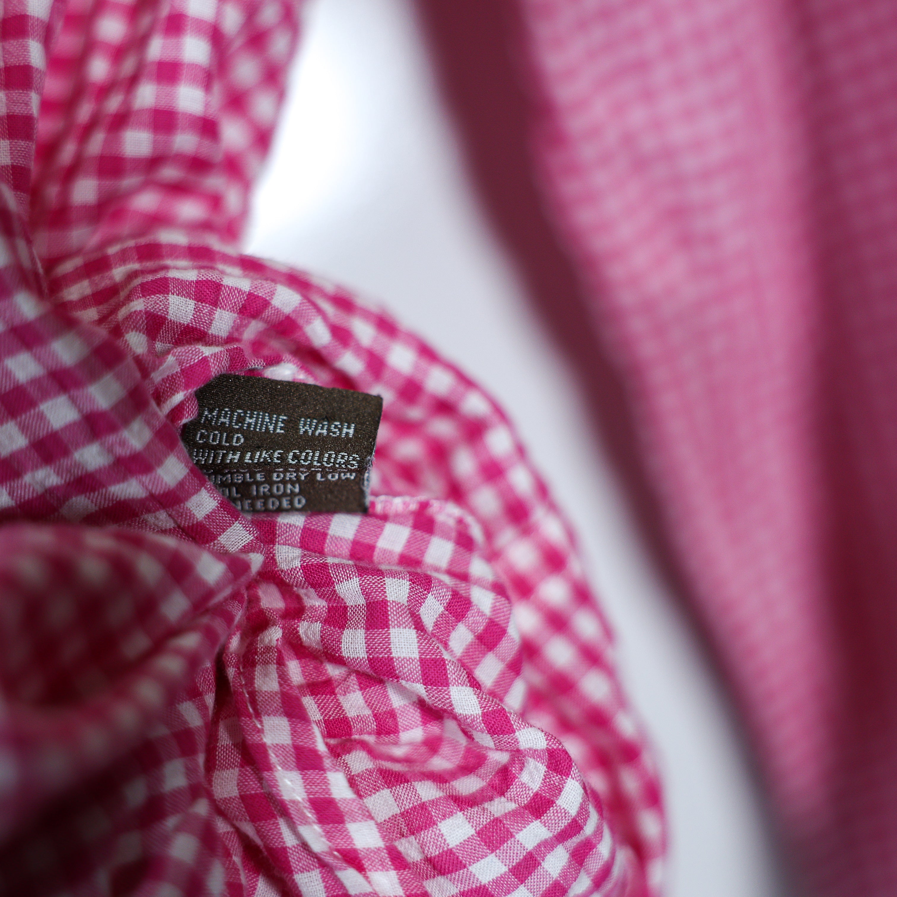 J. McLaughlin Cotton Stretch Collar Button Down Long Sleeve Blouse Pink Gingham