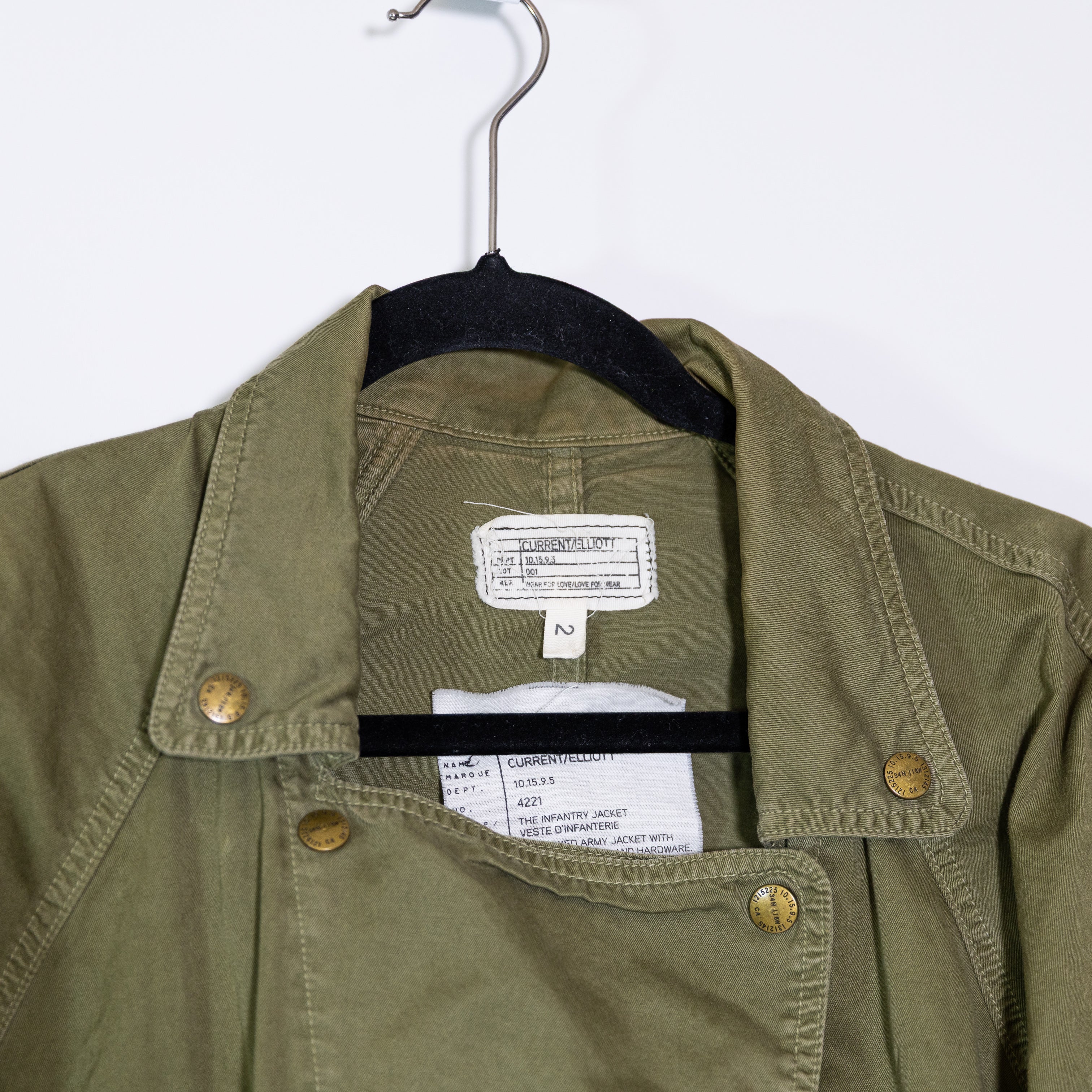 Current Elliott Infantry Cotton Utility Multi Pocket Snap Button Jacket Green