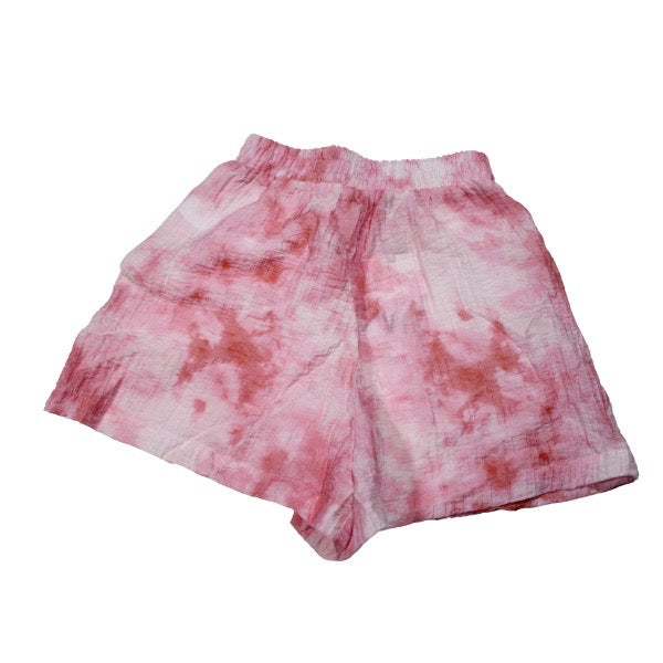 NEW Zara Crepe Lightweight Midrise Pink White Tie Dye Print Pattern Mini Shorts