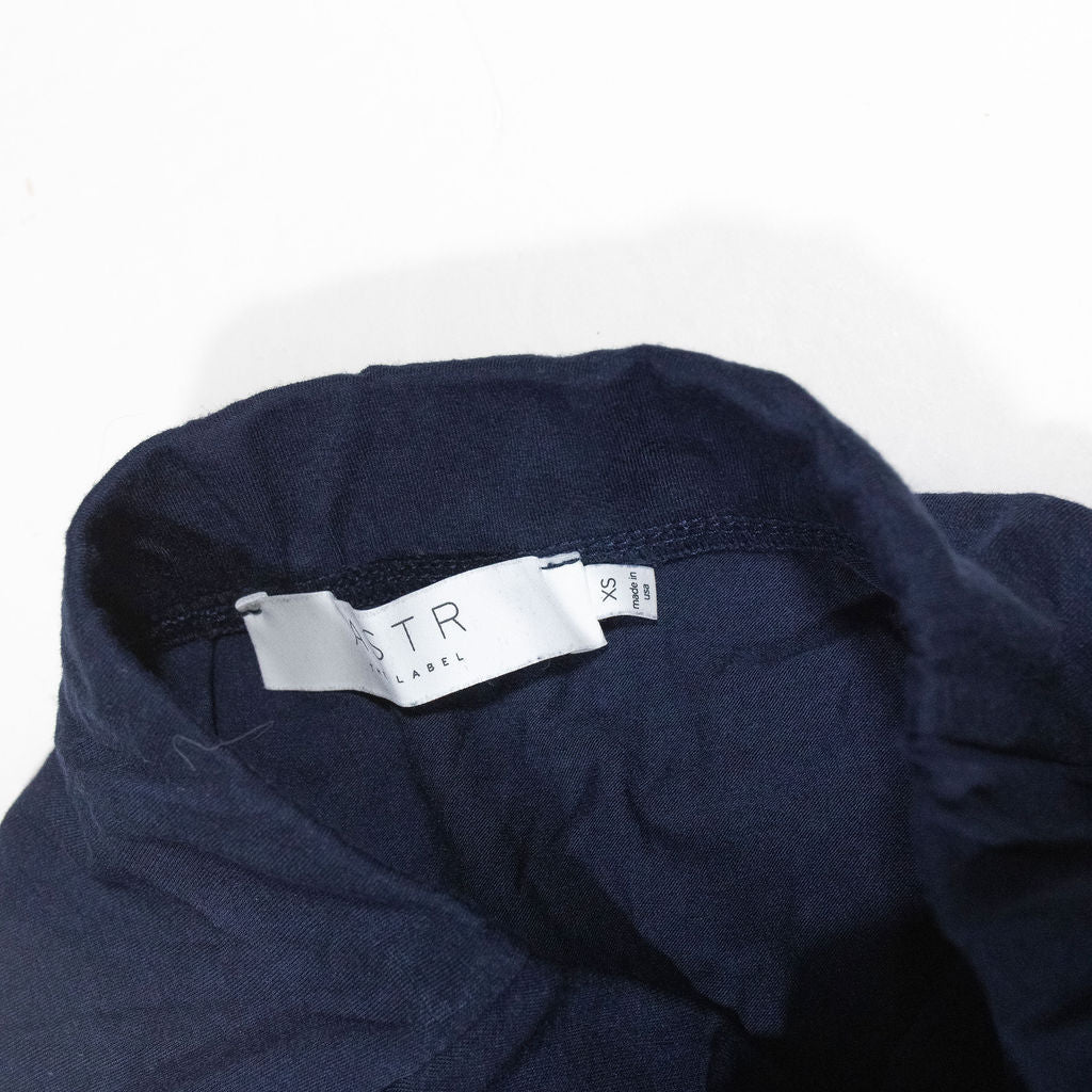 ASTR The Label Cotton Jersey Stretch Twist Knot Asymmetrical Hem Skirt Blue XS