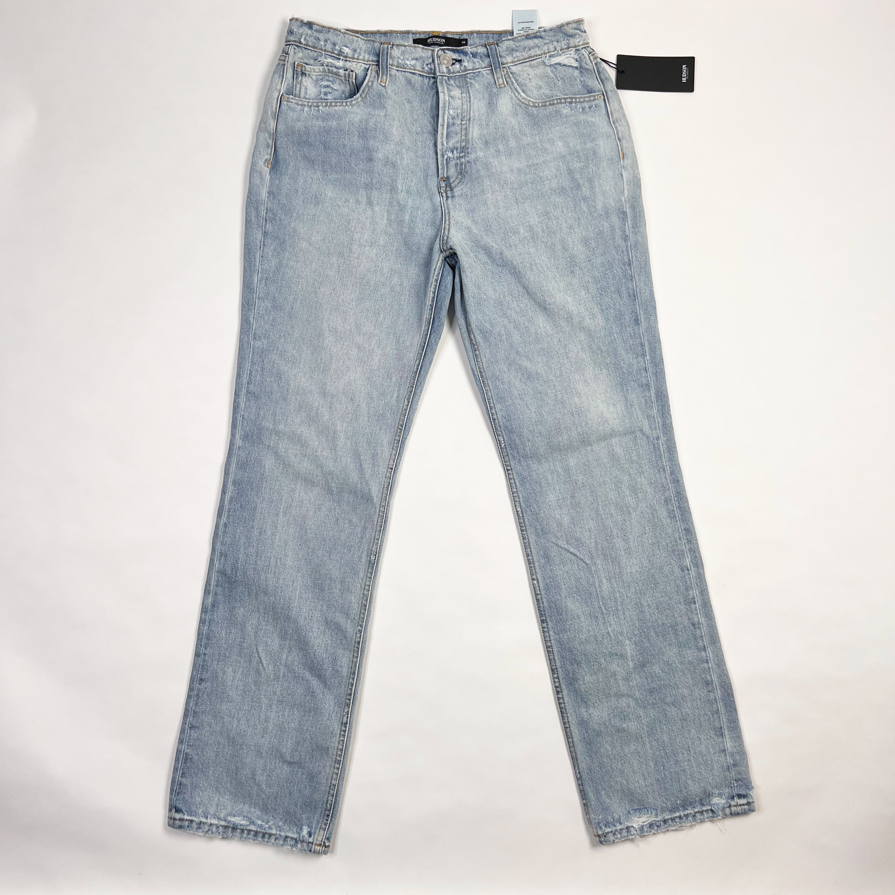 NEW Hudson Women's Thalia High Waist Distressed Loose Fit Jeans In Washed Out 28