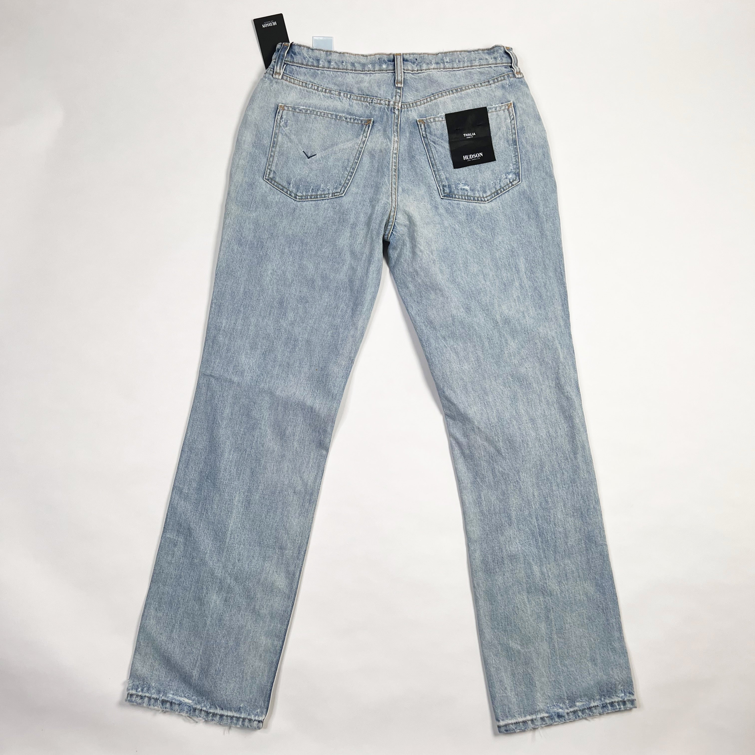 NEW Hudson Women's Thalia High Waist Distressed Loose Fit Jeans In Washed Out 28
