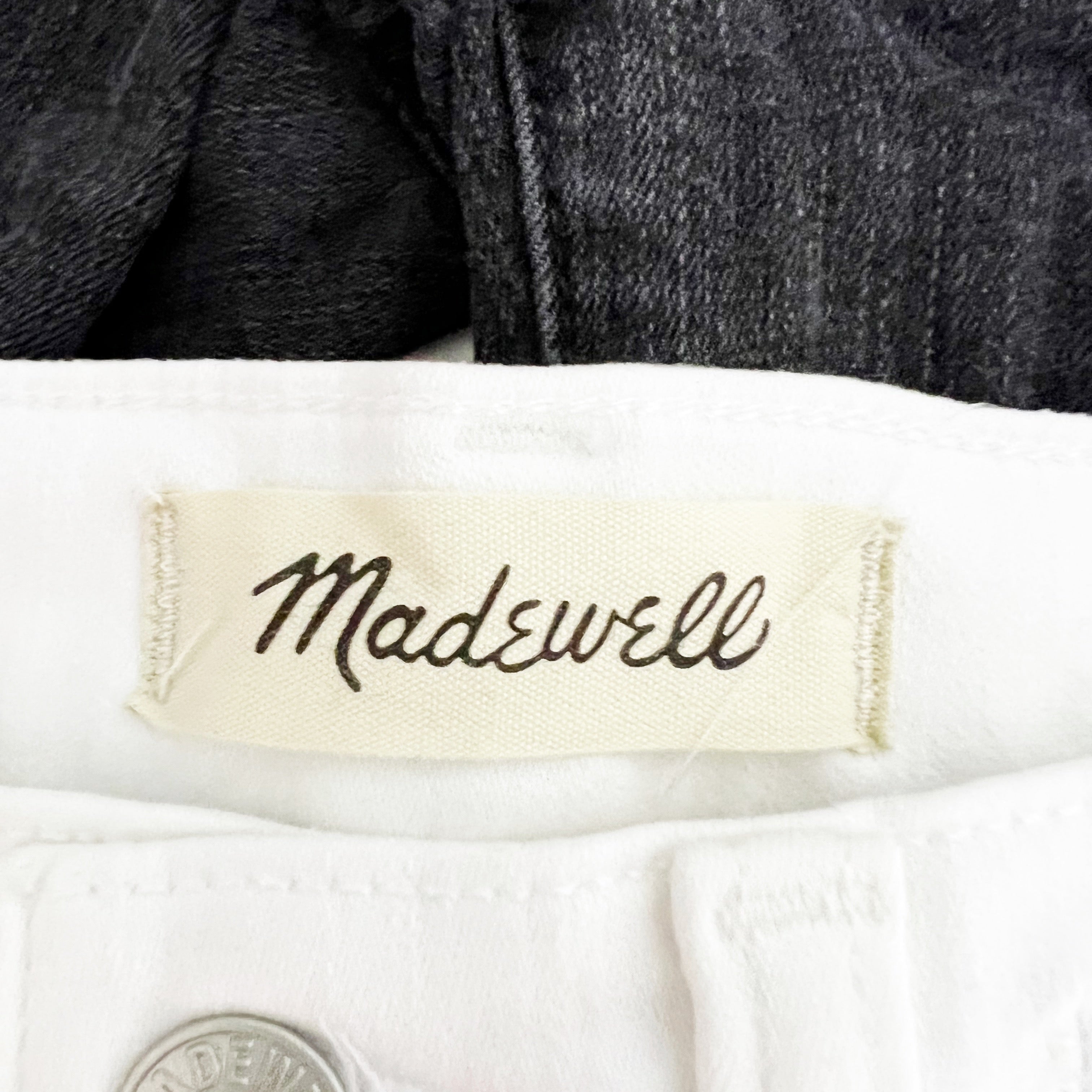 NEW Madewell 11" High-Rise Skinny Cotton Denim Jeans Pure White Raw-Hem Edition