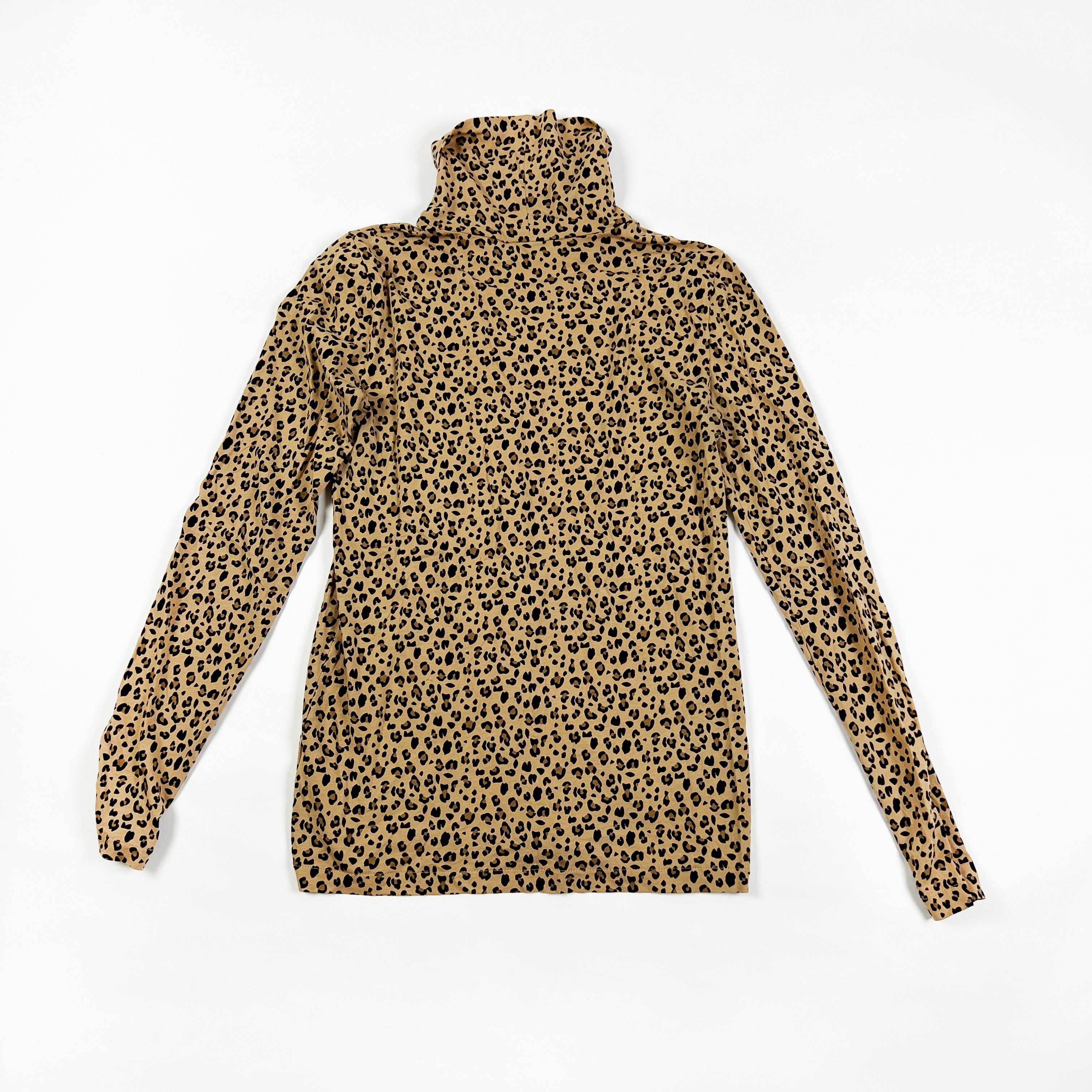 J. Crew Women's Tissue Turtleneck Lightweight Cheetah Leopard Animal Print Shirt