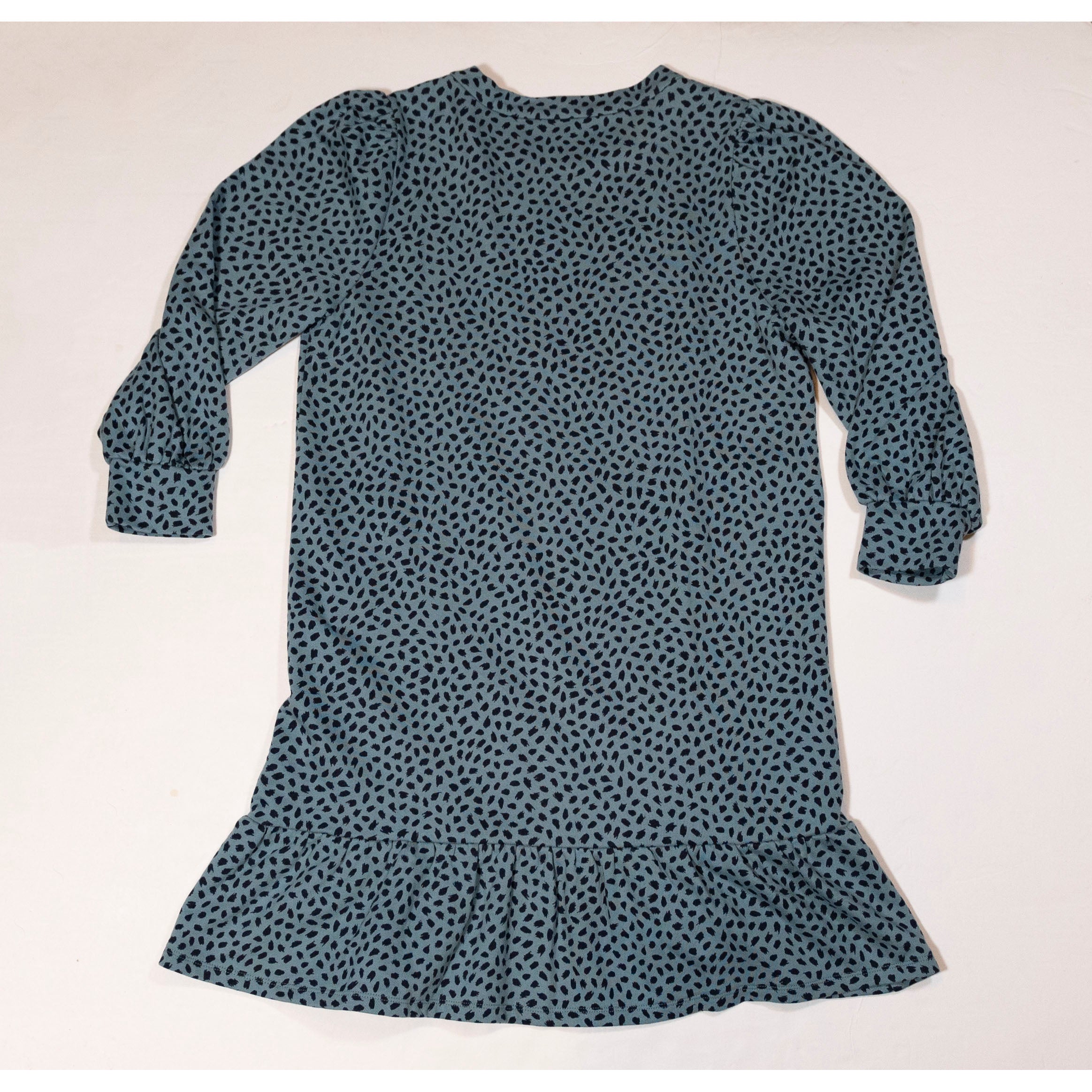 NEW Ann Taylor Cotton Terrycloth Lined Ruffle Spotted Printed Pullover Dress L