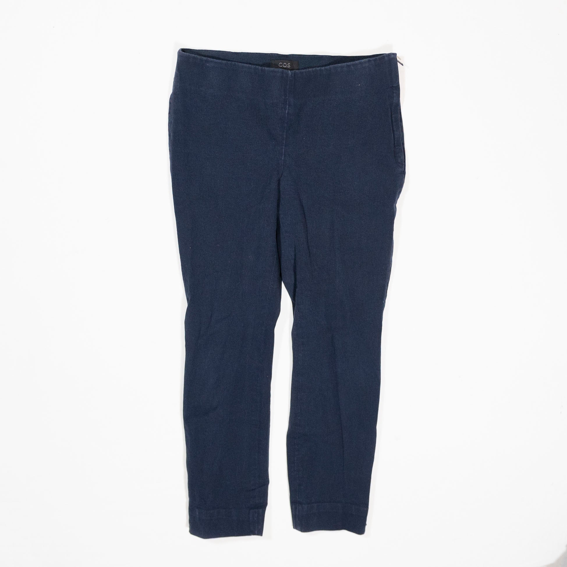 COS Cotton Stretch Mid Rise Ankle Crop Side Zip Detail Skinny Casual Pants 8